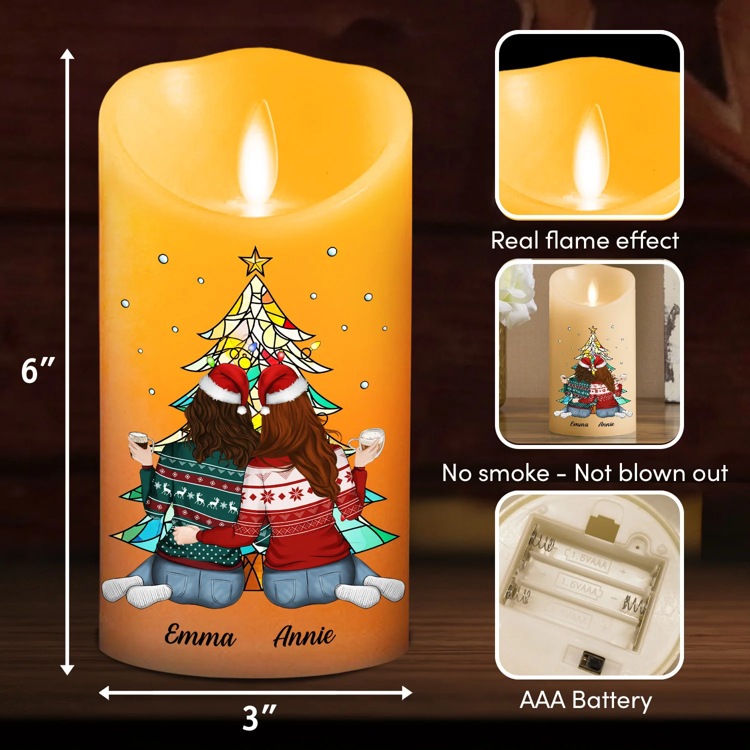 Friends Always Beside You - Personalized Custom LED Candle - Image 5