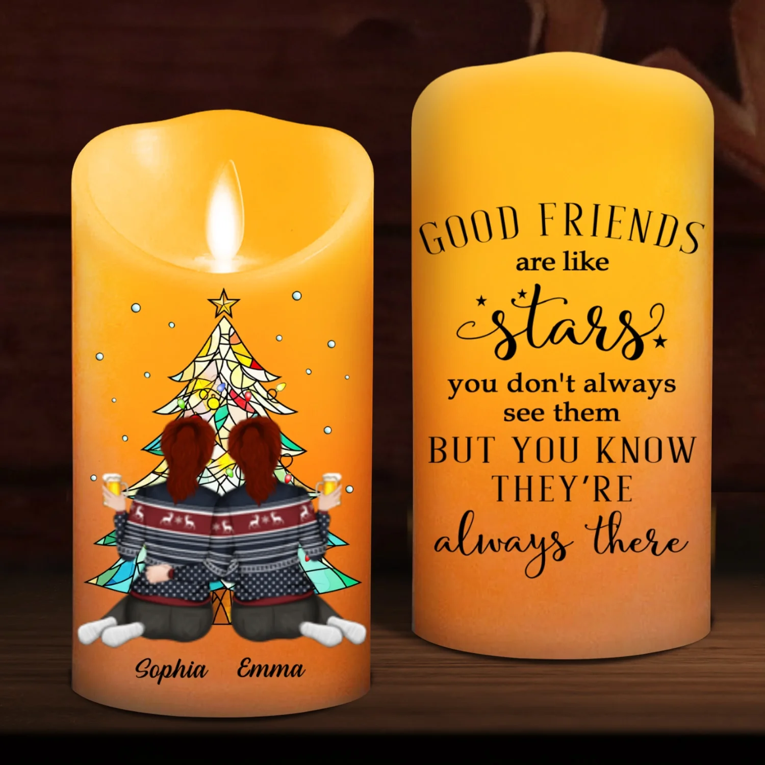 Friends Always Beside You - Personalized Custom LED Candle - Image 6