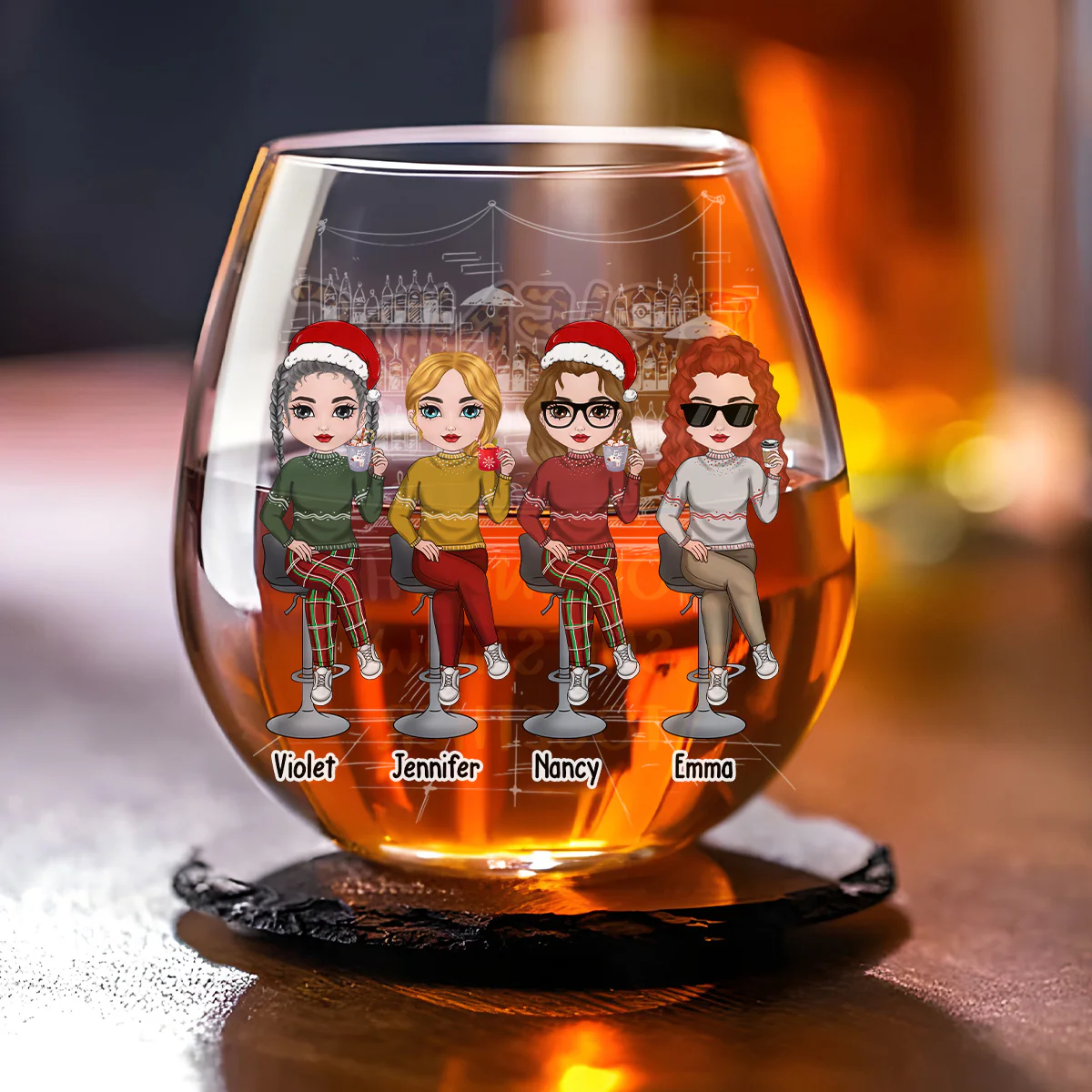 Friends And Alcohol - Personalized Custom Wine Glass - Image 4