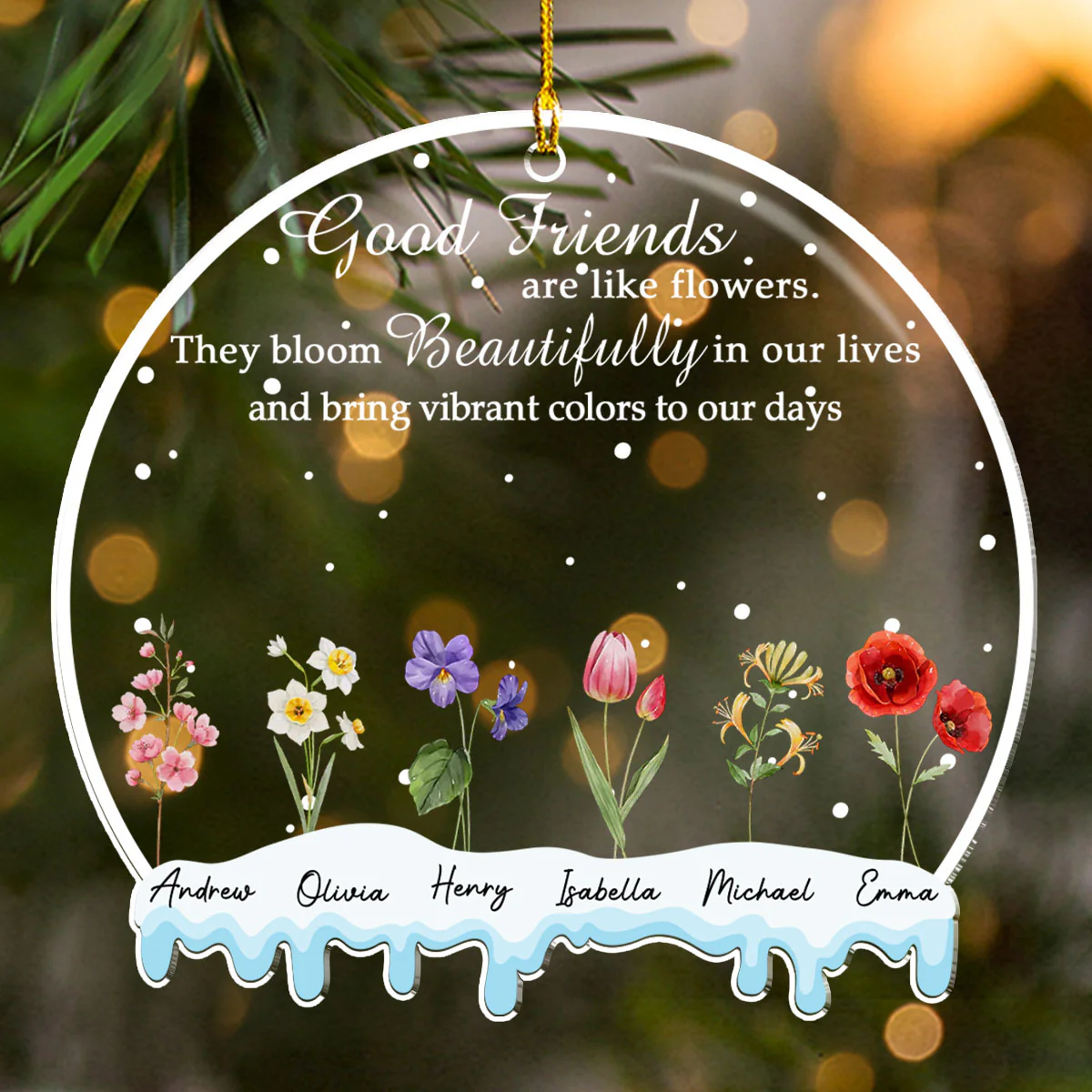 Friends Are Flowers - Personalized Custom Acrylic Ornament - Image 5