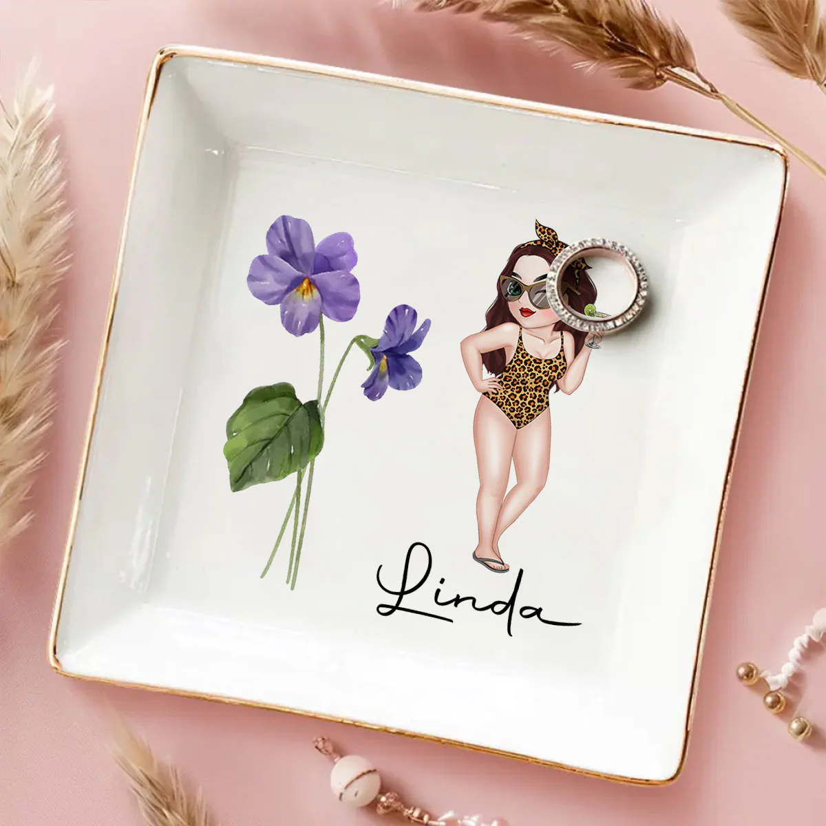 Friends Are Flowers - Personalized Custom Jewelry Dish - Image 4