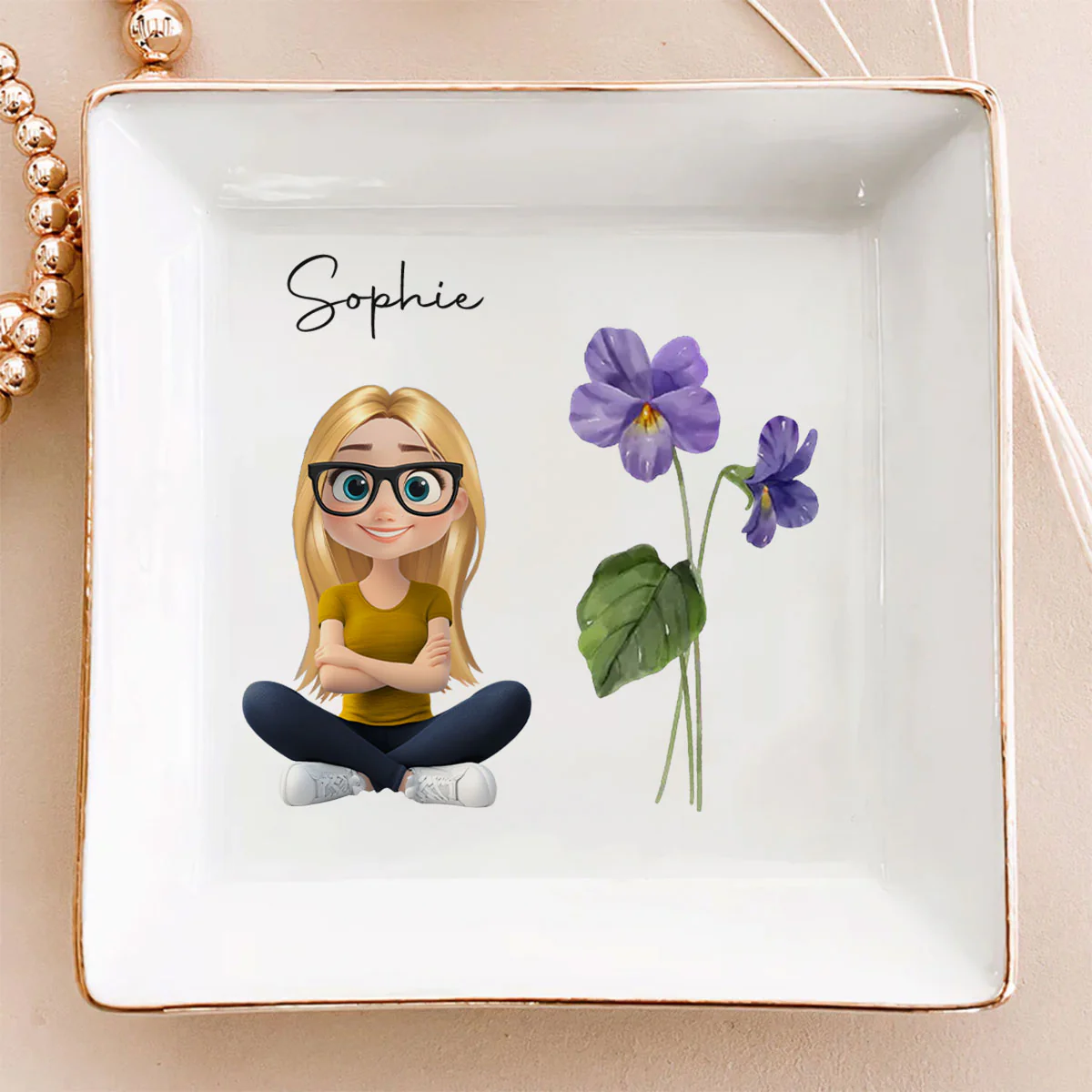 Friends Are Flowers That Never Fade Cartoonize - Personalized Custom Jewelry Dish