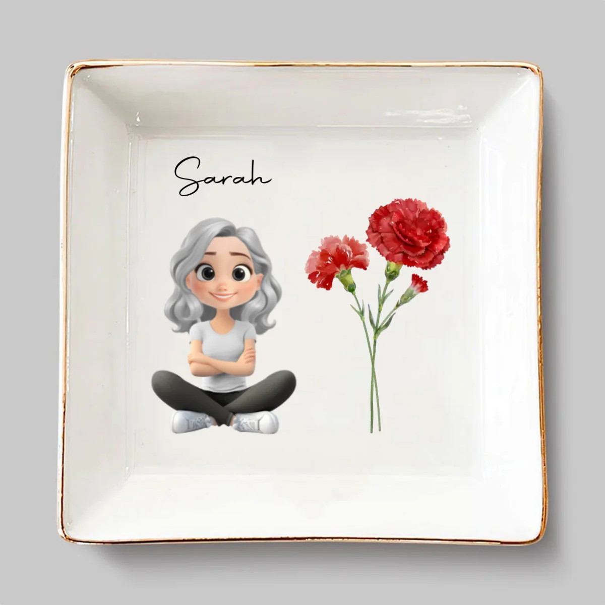 Friends Are Flowers That Never Fade Cartoonize - Personalized Custom Jewelry Dish - Image 6