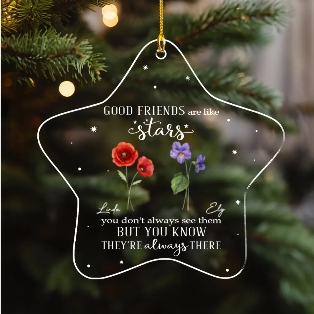 Friends Are Flowers That Never Fade - Personalized Custom Acrylic Ornament - Image 5
