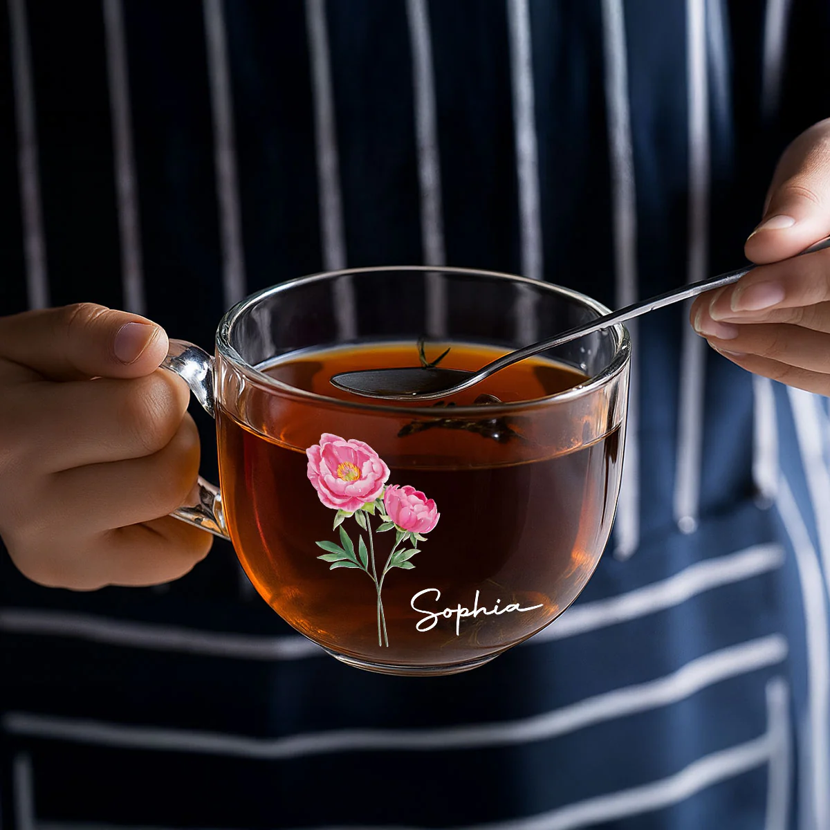 Friends Are Flowers That Never Fade - Personalized Custom Glass Tea Cup - Image 4