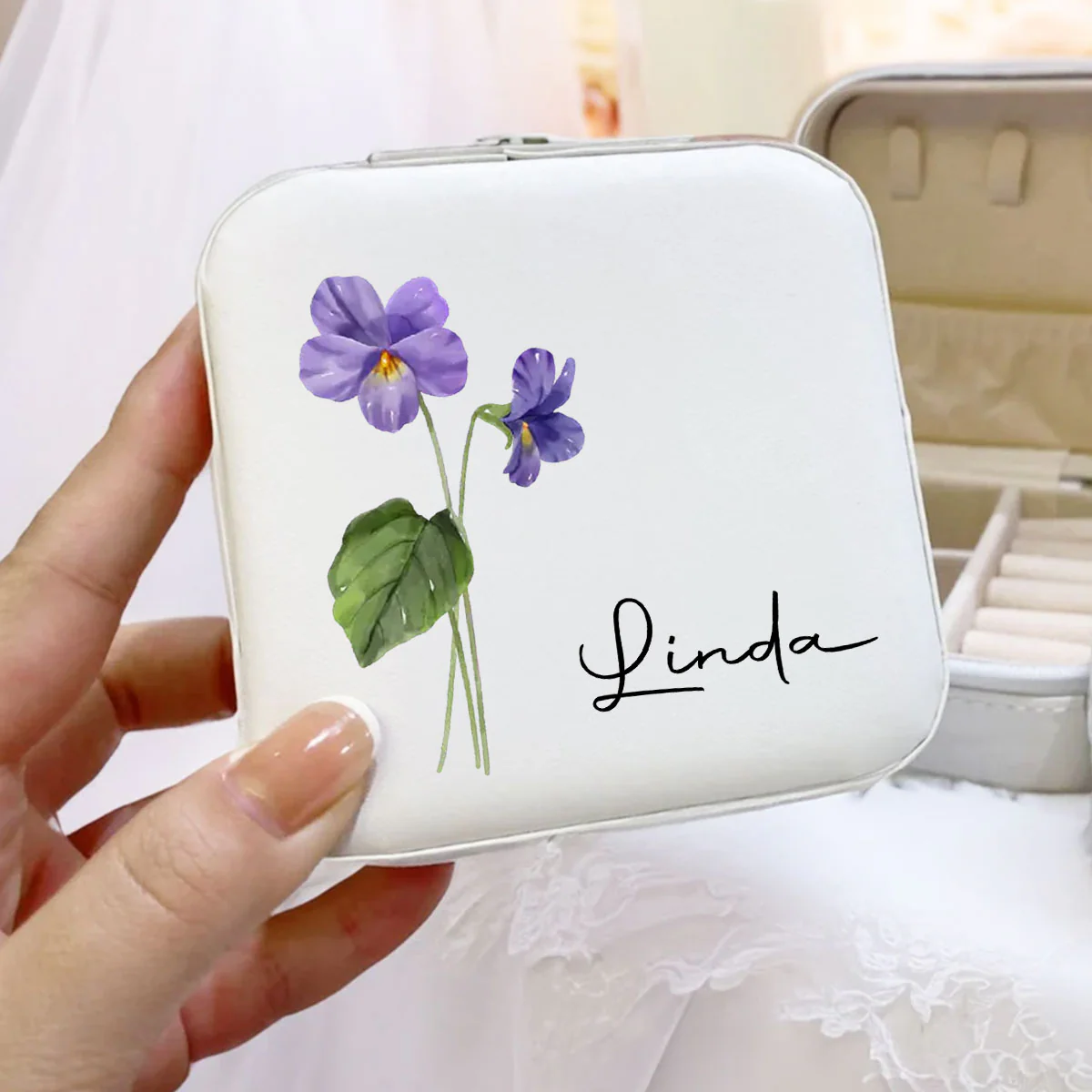 Friends Are Flowers That Never Fade - Personalized Custom Jewelry Box - Image 2