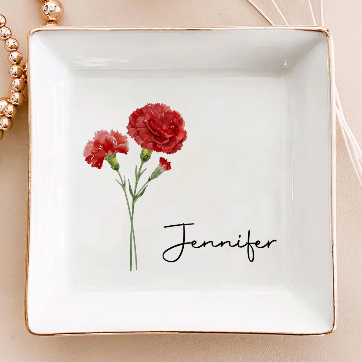 Friends Are Flowers That Never Fade - Personalized Custom Jewelry Dish - Image 2