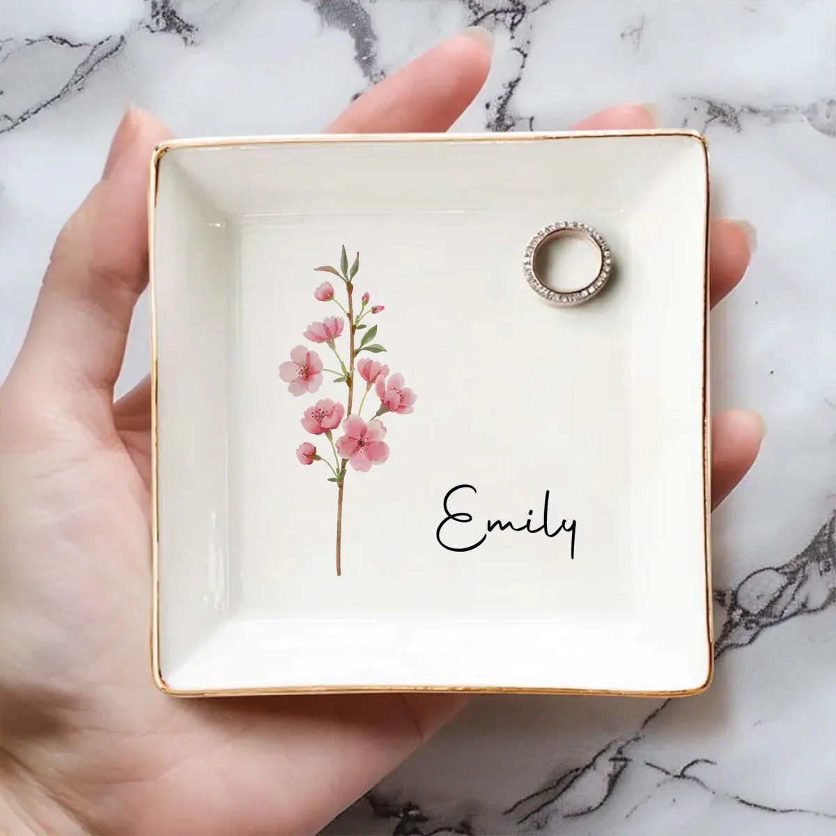 Friends Are Flowers That Never Fade  - Personalized Custom Jewelry Dish - Image 4