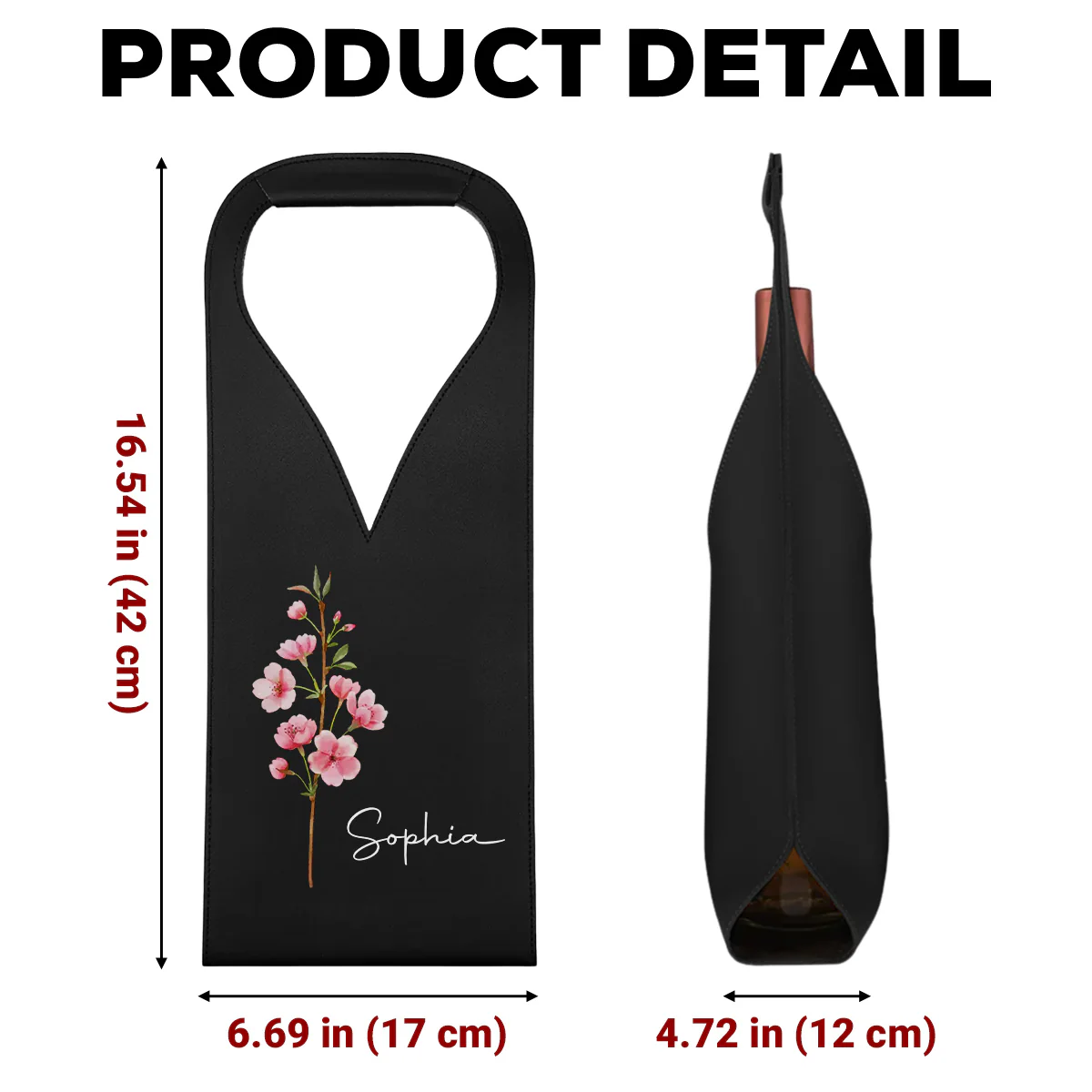 Friends Are Flowers That Never Fade - Personalized Custom Leather Wine Bag - Image 5