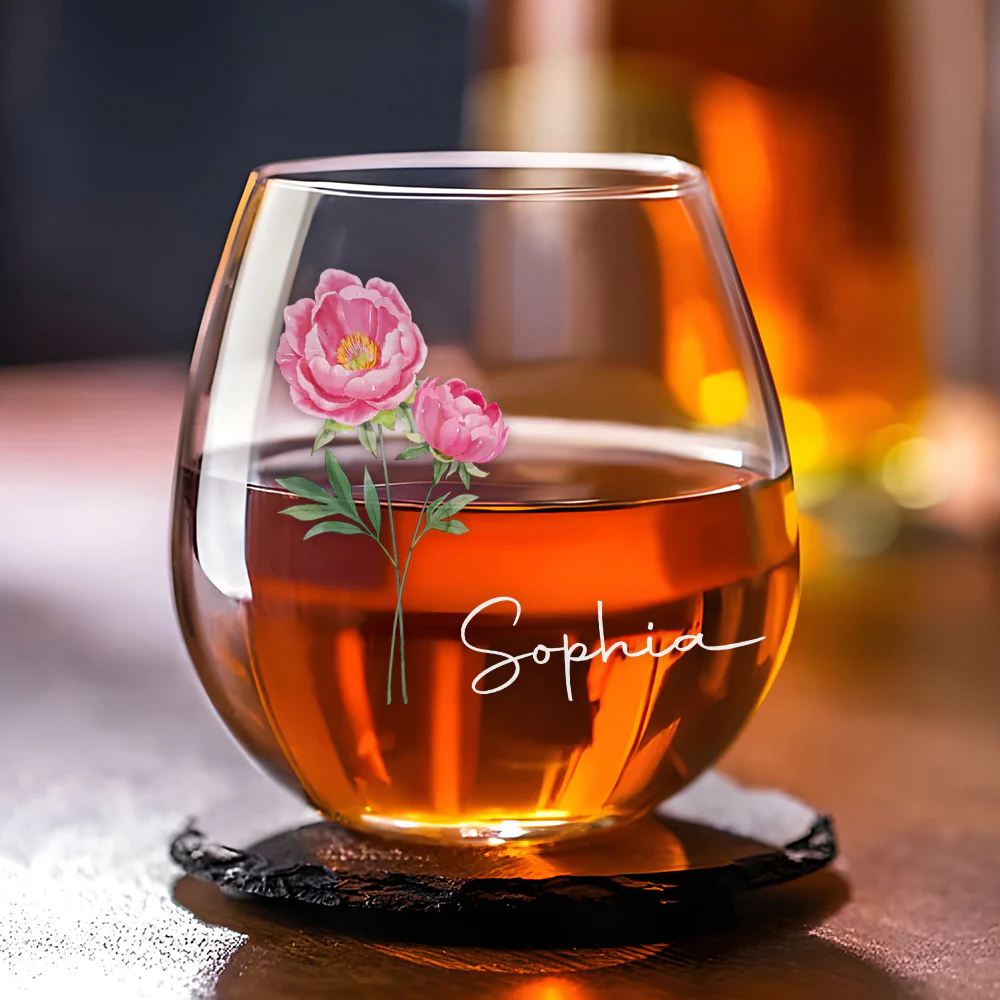 Friends Are Flowers That Never Fade  - Personalized Custom Wine Glass - Image 4
