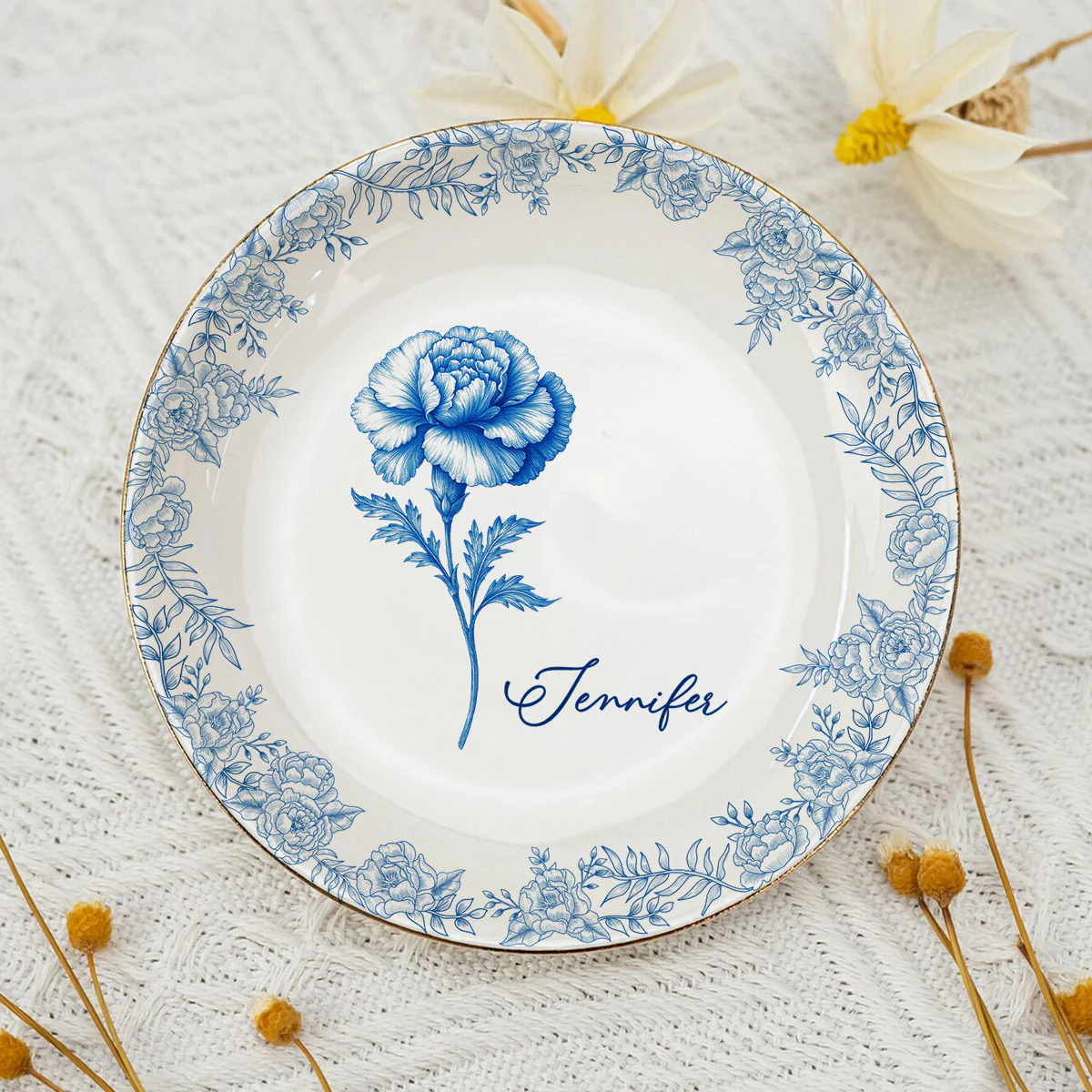 Friends Are Flowers That Never Fade Toile - Personalized Custom Jewelry Dish - Image 4
