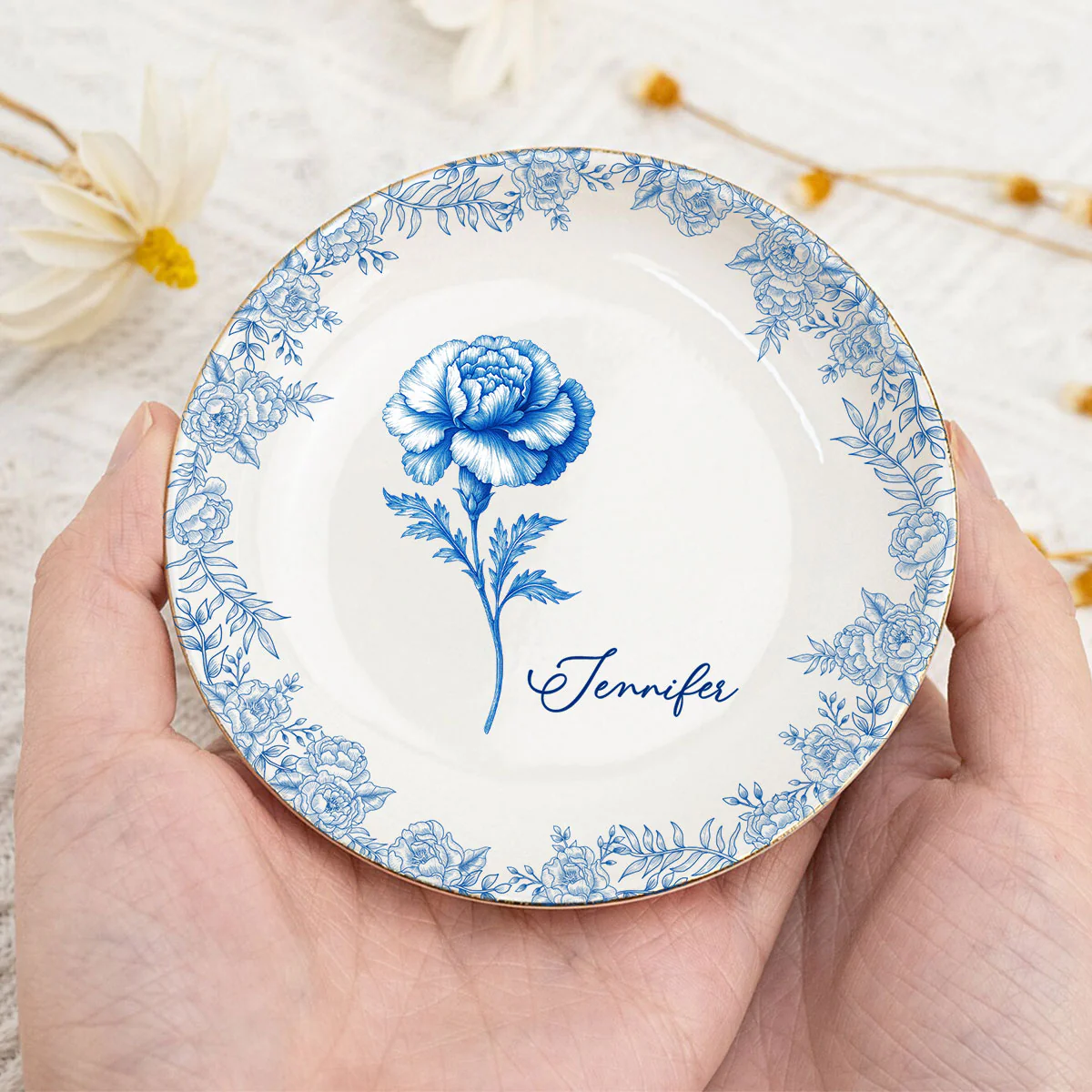 Friends Are Flowers That Never Fade Toile - Personalized Custom Jewelry Dish - Image 6