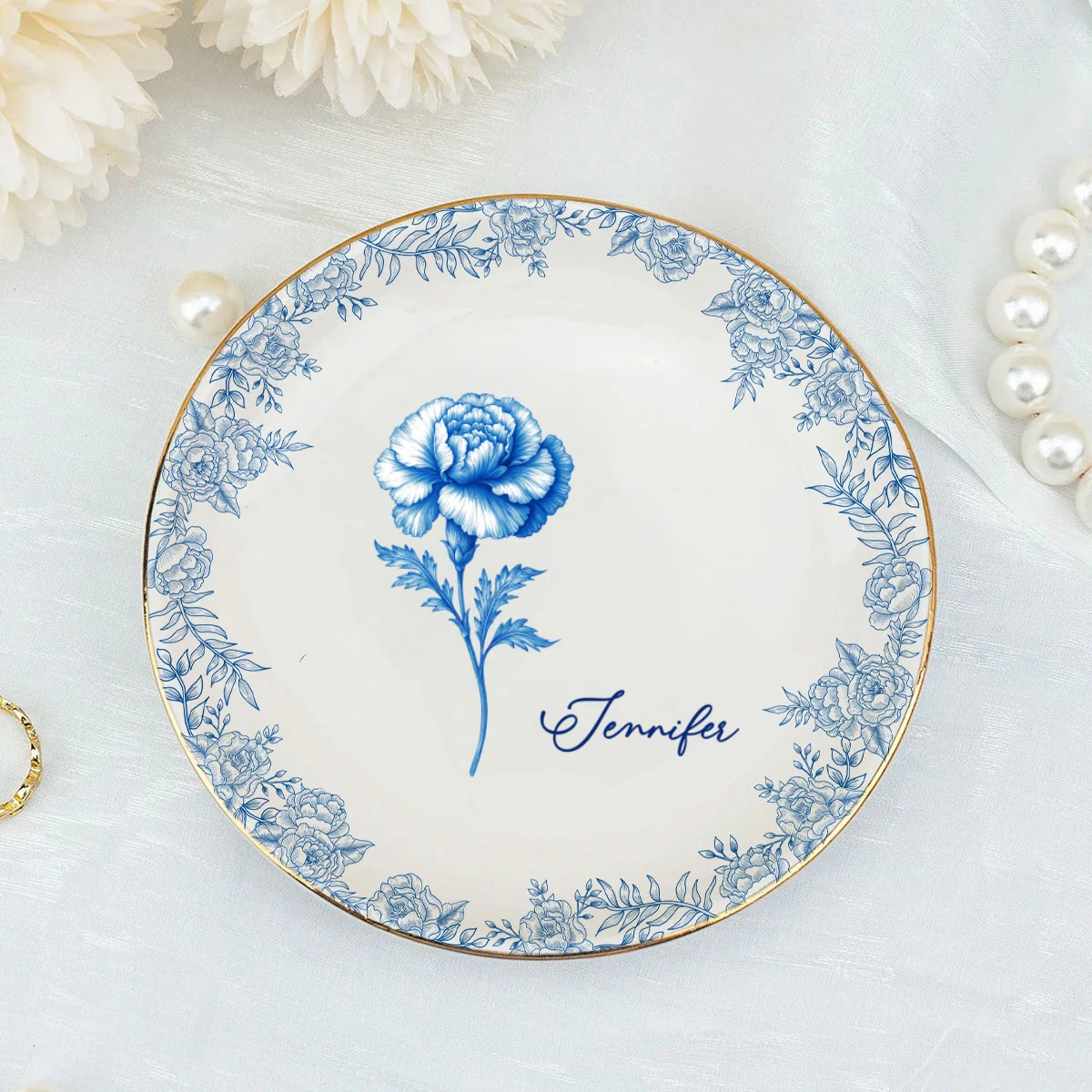 Friends Are Flowers That Never Fade Toile - Personalized Custom Jewelry Dish - Image 8