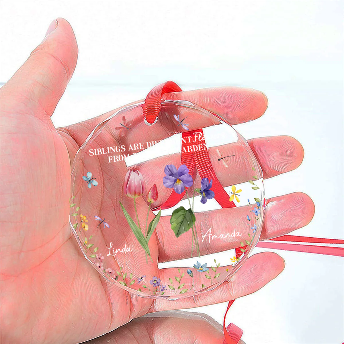 Friends Are Like Flowers In The Garden Of Life - Personalized Custom Glass Ornament - Image 3