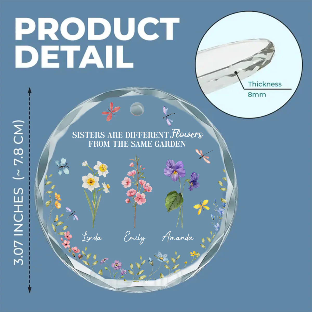 Friends Are Like Flowers In The Garden Of Life - Personalized Custom Glass Ornament - Image 4