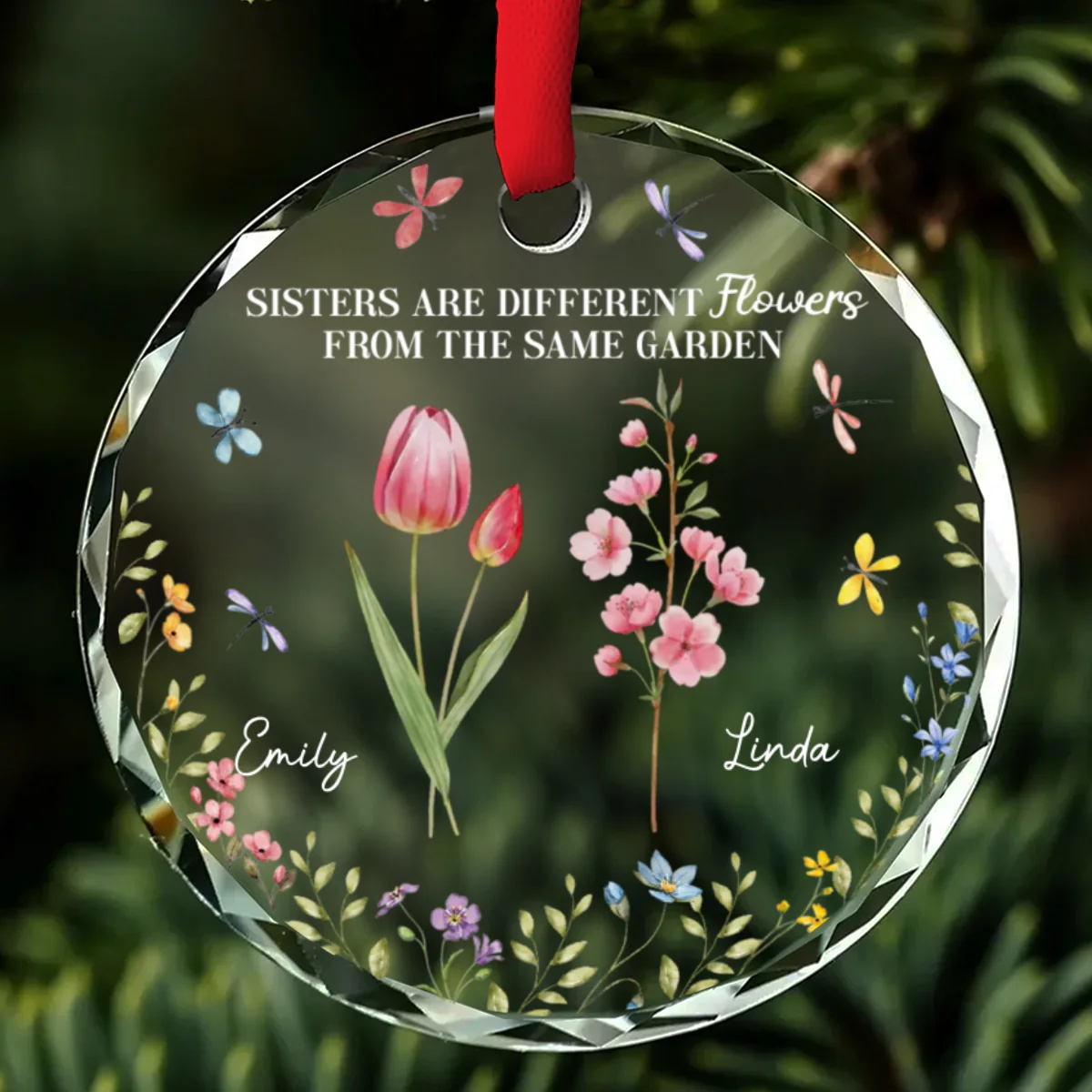 Friends Are Like Flowers In The Garden Of Life - Personalized Custom Glass Ornament - Image 5
