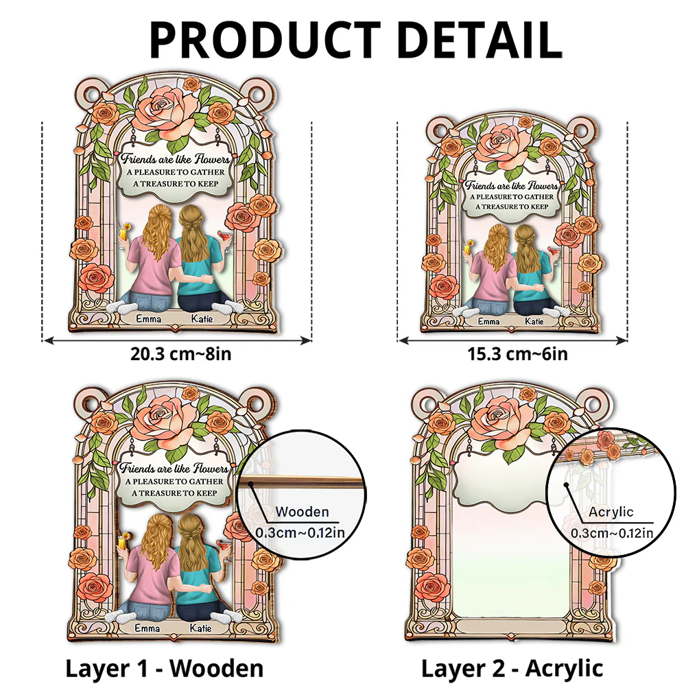 Friends Are Like Flowers - Personalized Custom Suncatcher - Image 5