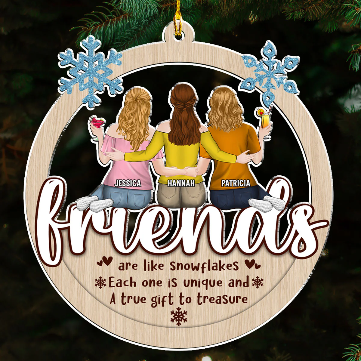 Friends Are Like Snowflakes - Personalized Custom Acrylic Ornament - Image 5