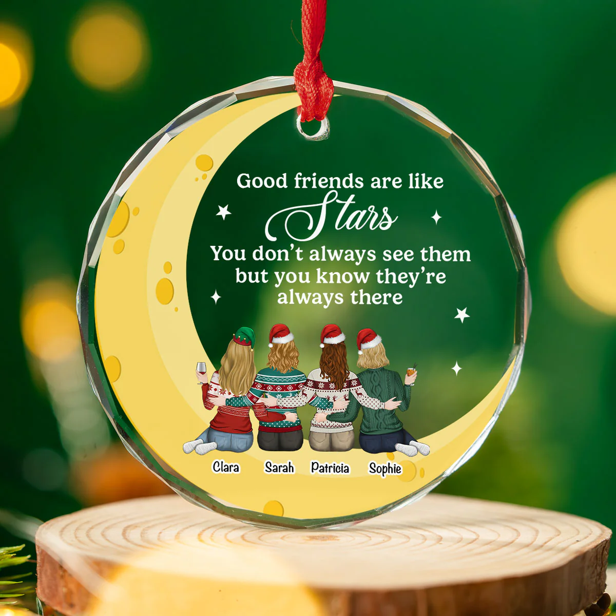 Friends Are Like Stars 2024 - Personalized Custom Glass Ornament - Image 3