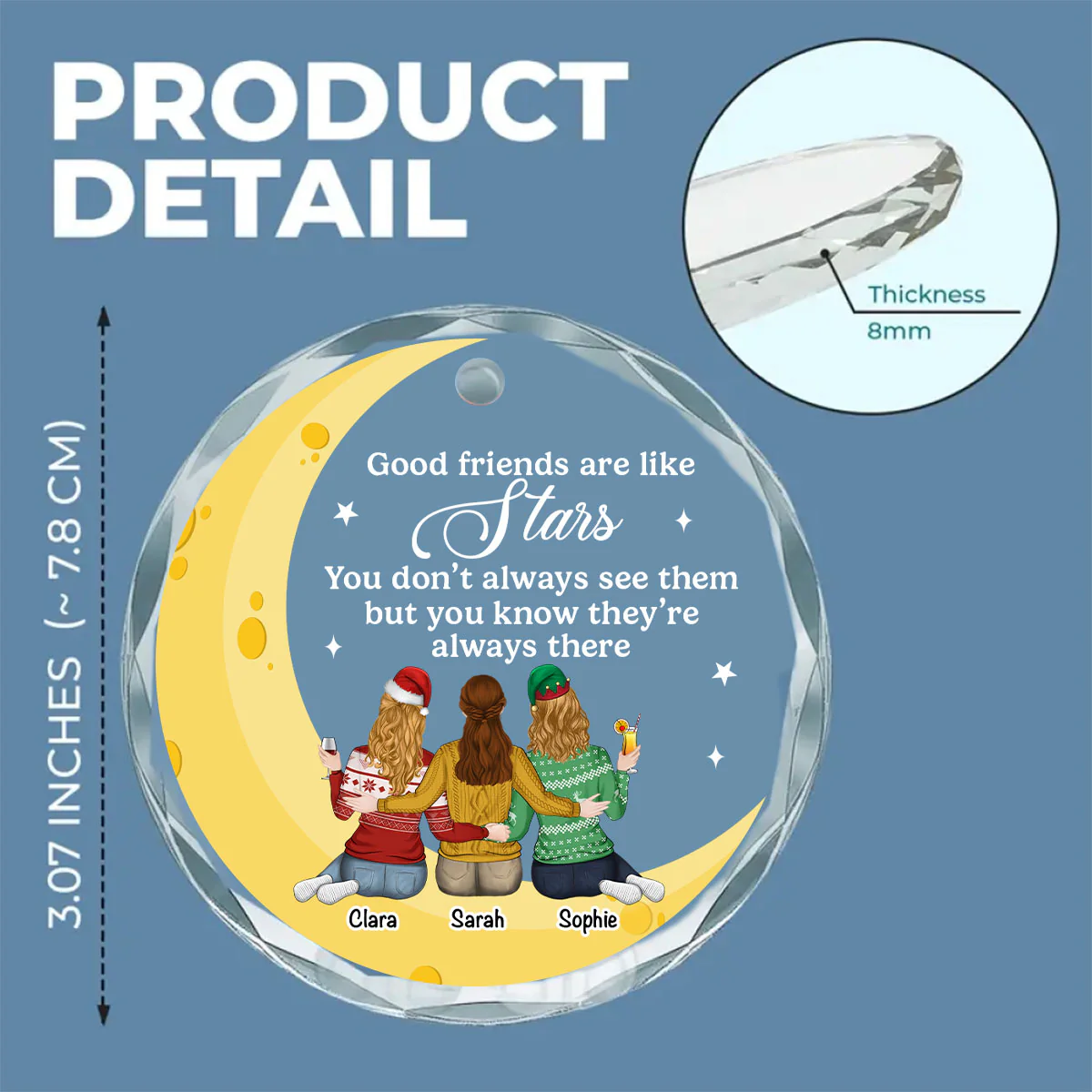 Friends Are Like Stars 2024 - Personalized Custom Glass Ornament - Image 5