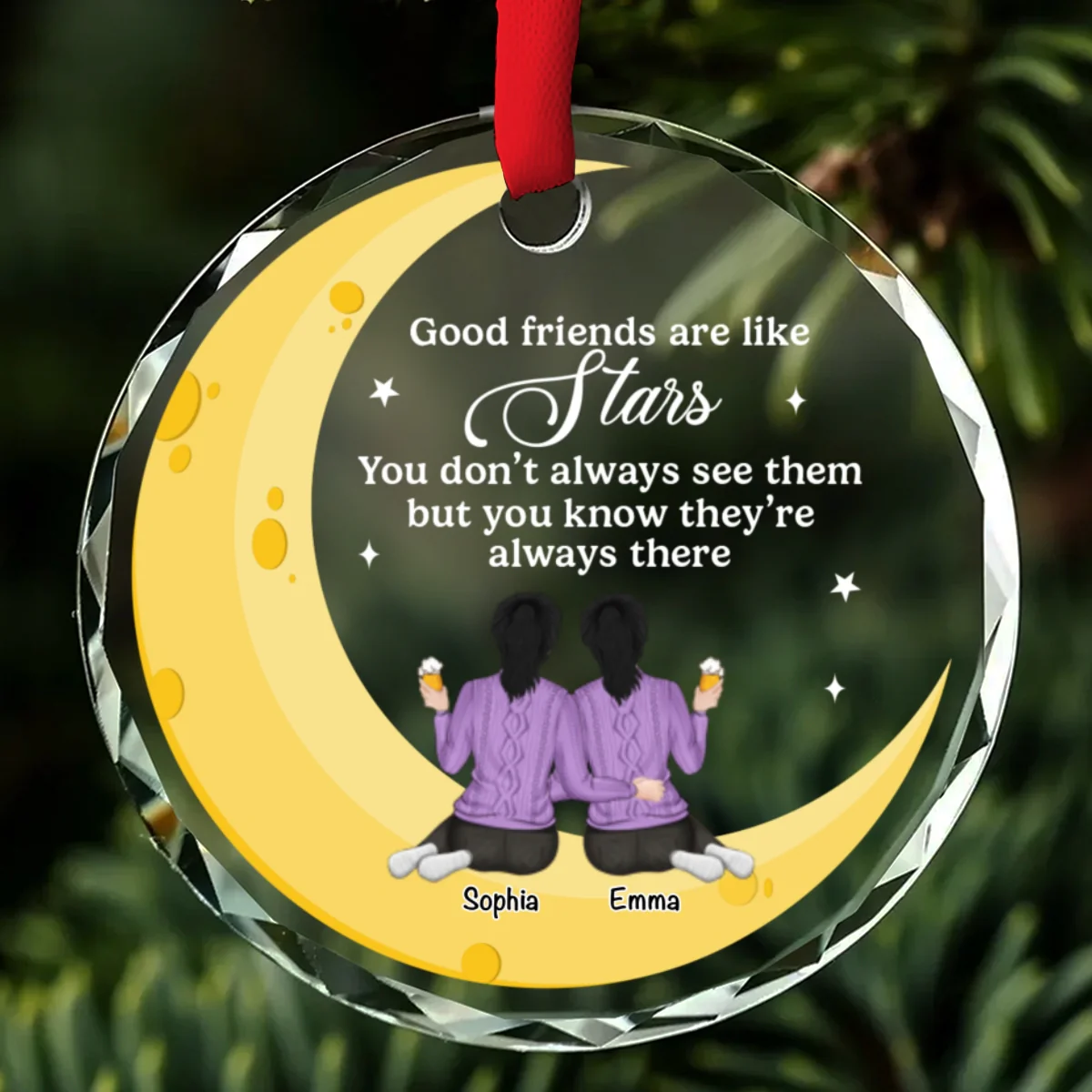 Friends Are Like Stars 2024 - Personalized Custom Glass Ornament - Image 6