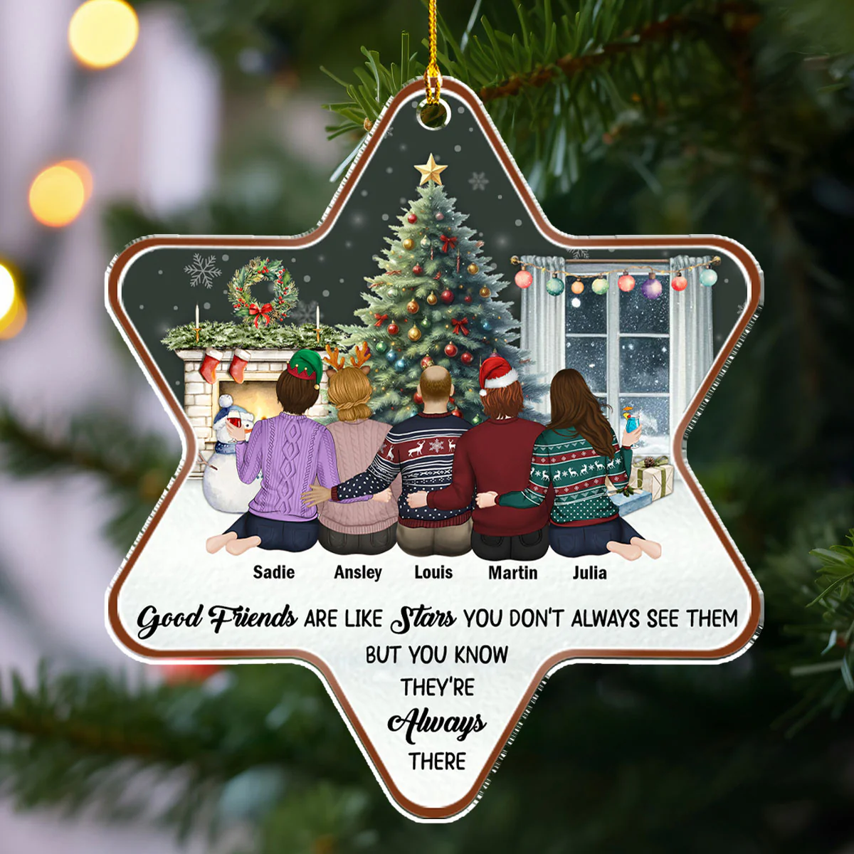 Friends Are Like Stars - Personalized Custom Acrylic Ornament - Image 3