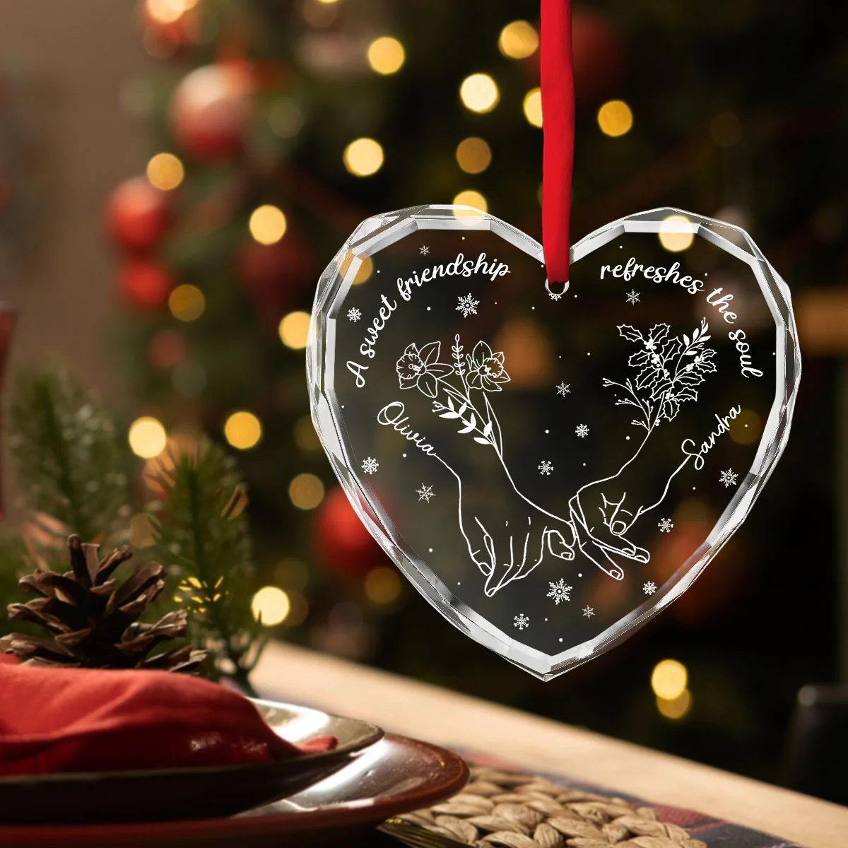 Friends Are Like Stars - Personalized Custom Glass Ornament - Image 3