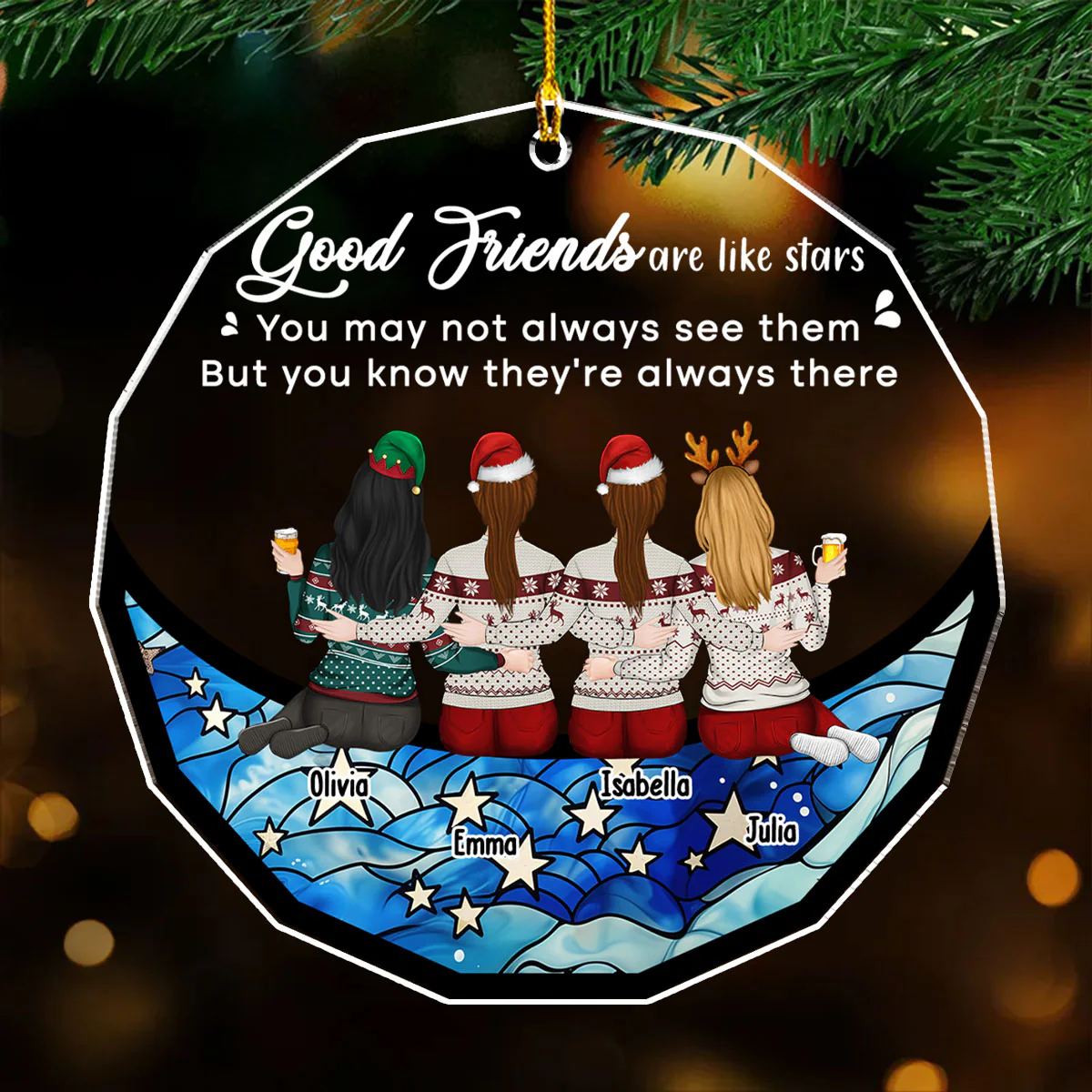 Friends Are Star - Personalized Custom Acrylic Ornament - Image 4