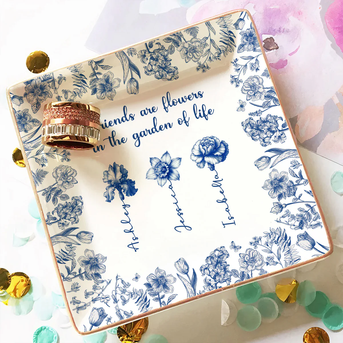 Friends Are Sunshine For Souls - Personalized Custom Jewelry Dish - Image 3