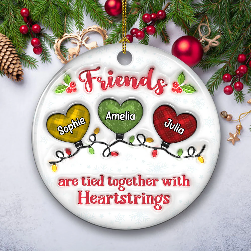 Friends Are Tied Together - Personalized Custom 3D Inflated Effect Ceramic Ornament - Image 2