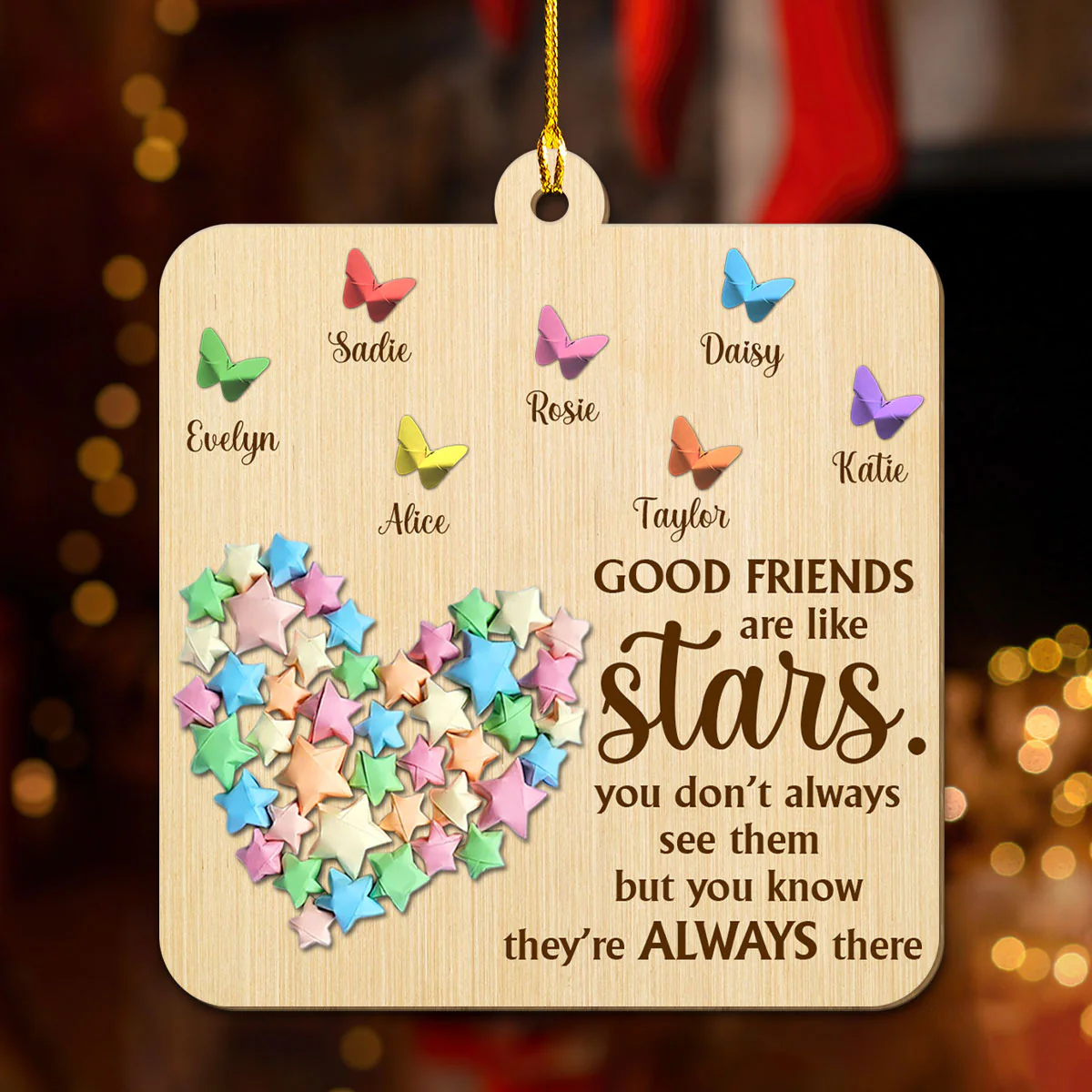 Friends Are Twinkling Stars - Personalized Custom Wood Ornament - Image 4