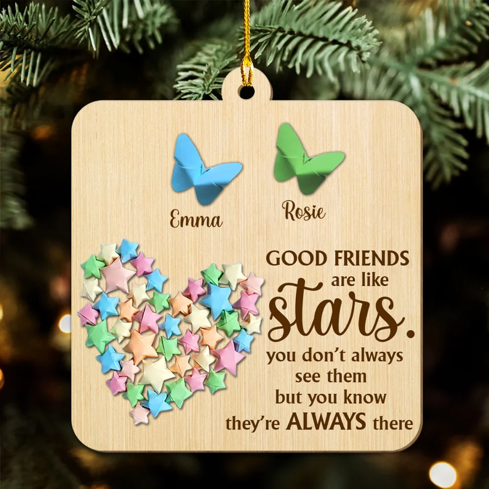 Friends Are Twinkling Stars - Personalized Custom Wood Ornament - Image 5