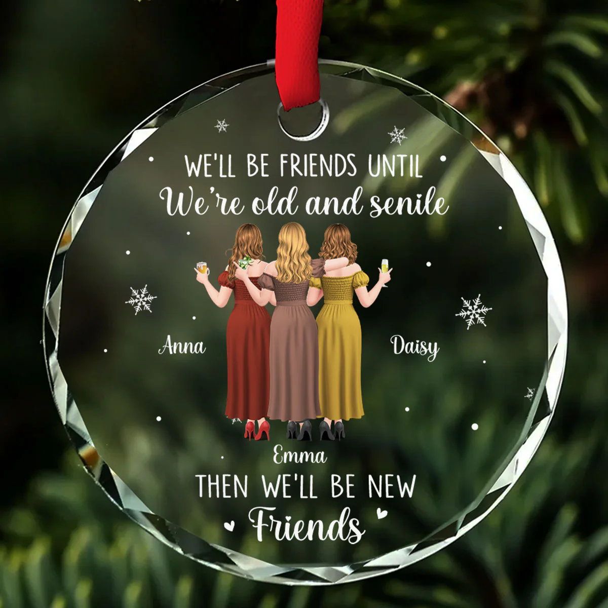 Friends For Life Funny - Personalized Custom Glass Ornament - Image 5