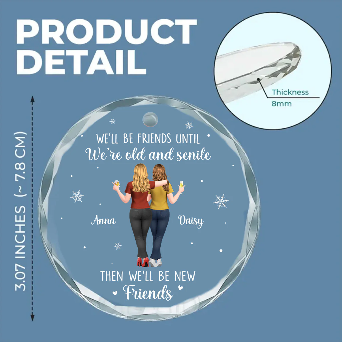 Friends For Life Funny - Personalized Custom Glass Ornament - Image 6