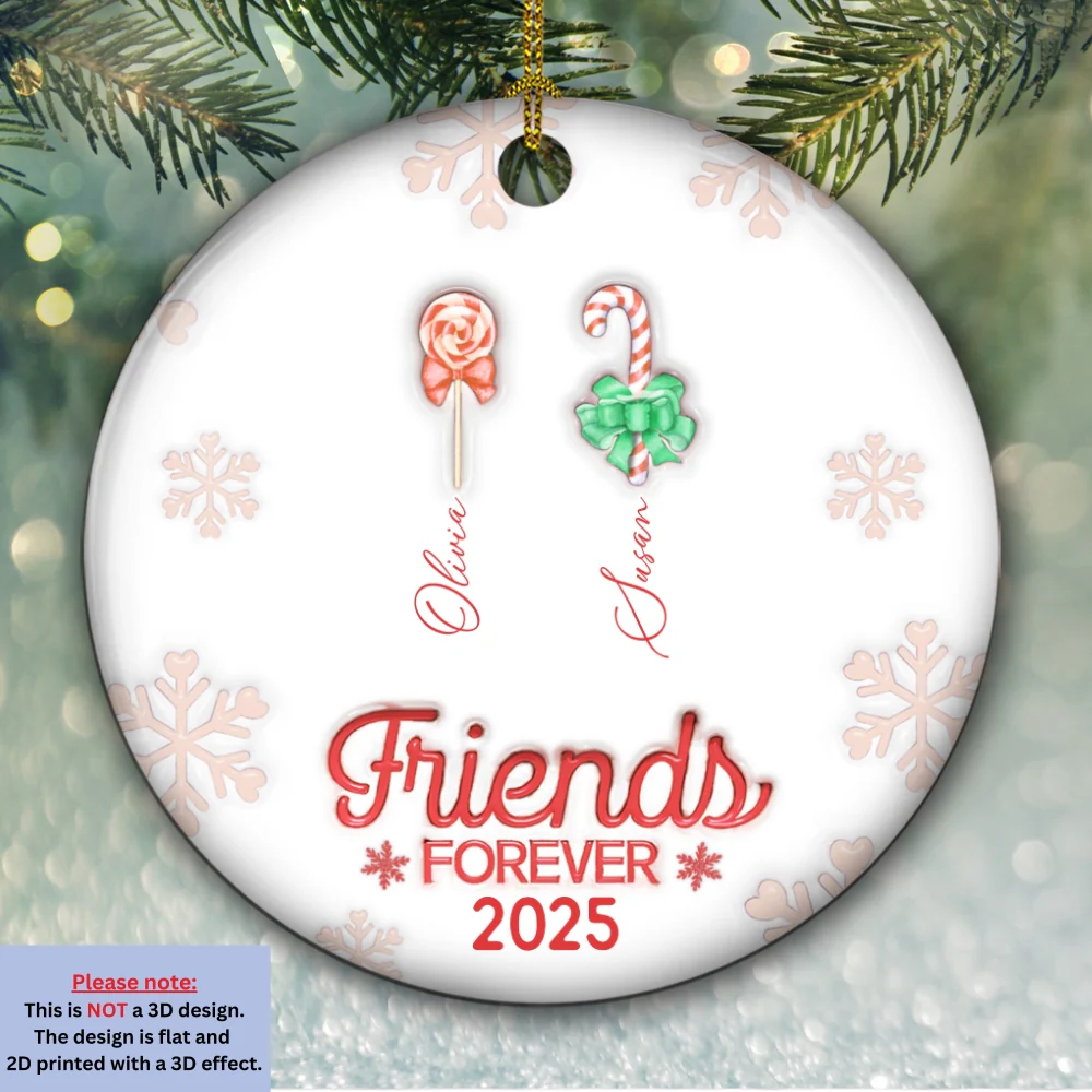 Friends Forever Christmas 2025 Candy Ver 2 - Personalized Custom 3D Inflated Effect Ceramic Ornament - Image 5