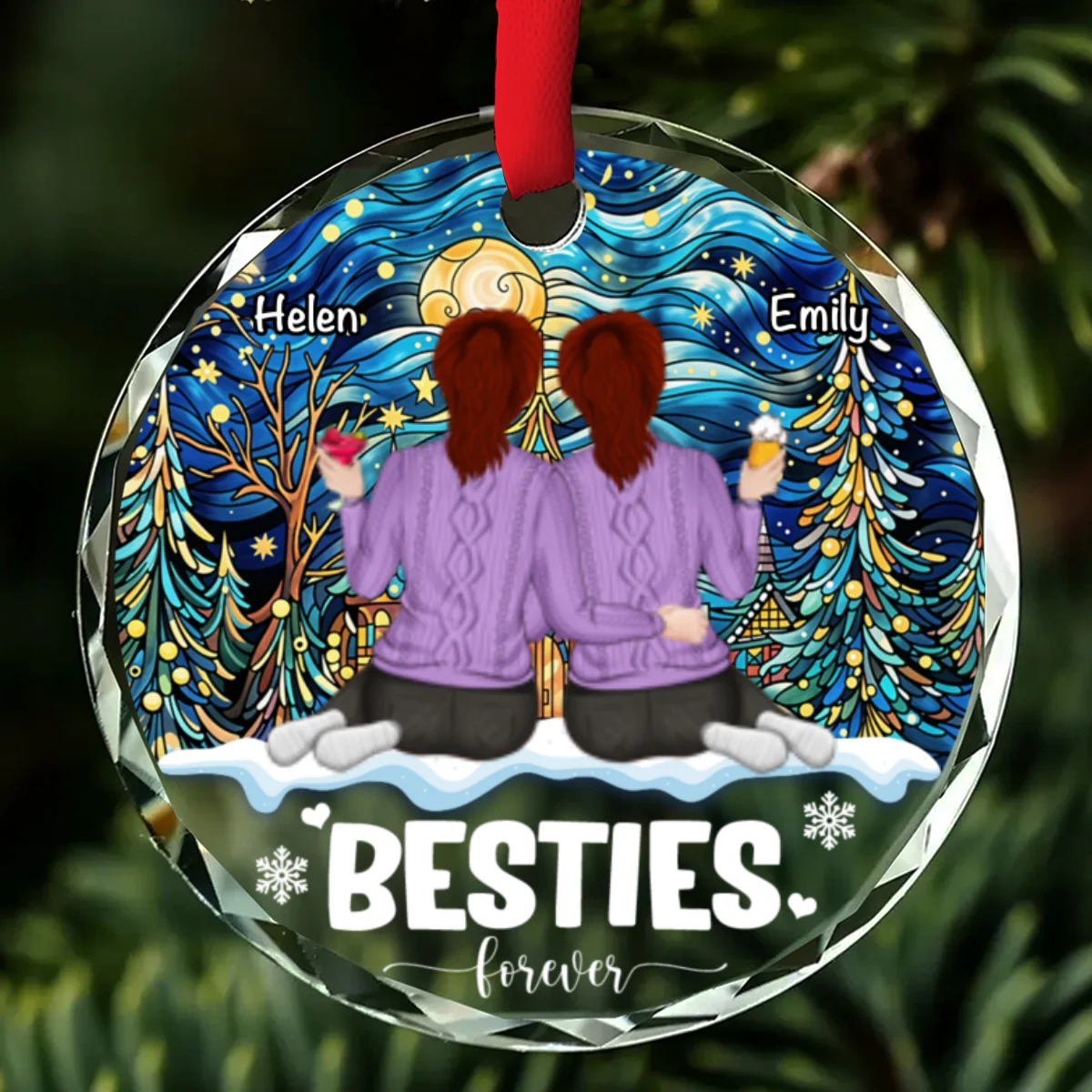 Friends Forever - Personalized Custom Glass Ornament - Image 6