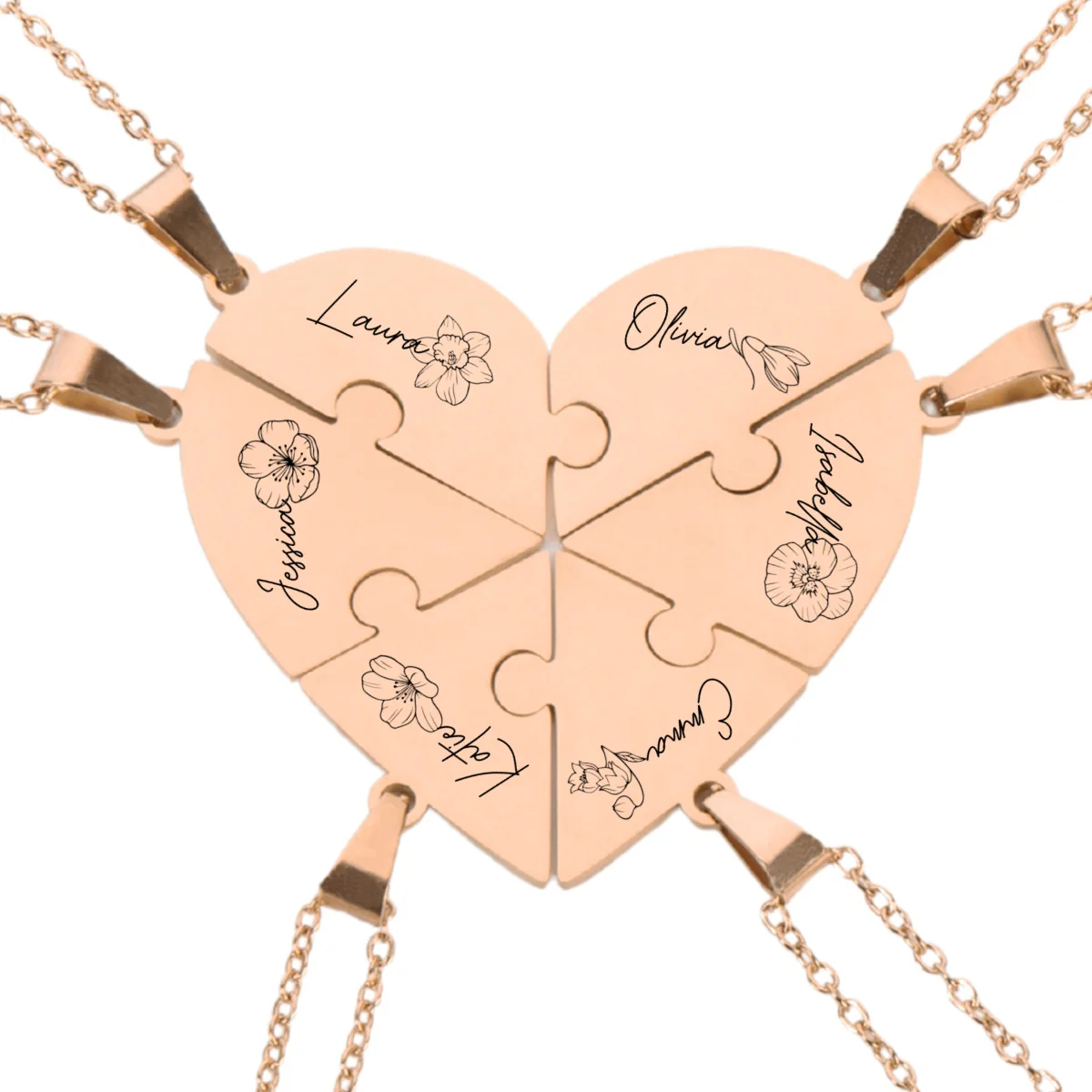 Friends Forever - Personalized Custom Heart Puzzle Necklace - Image 11