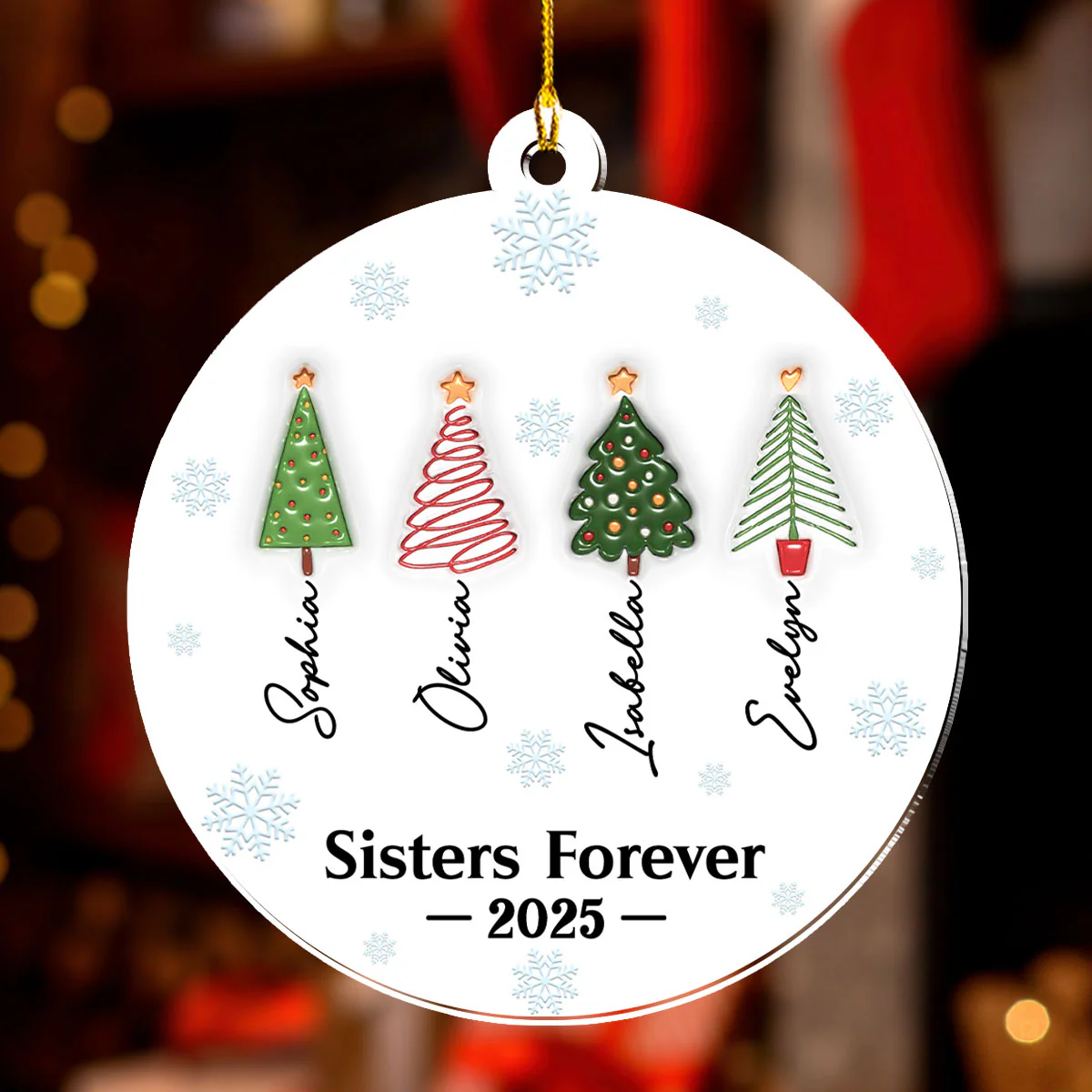 Friends Forever Tree Names - Personalized Custom 3D Inflated Effect Acrylic Ornament - Image 2