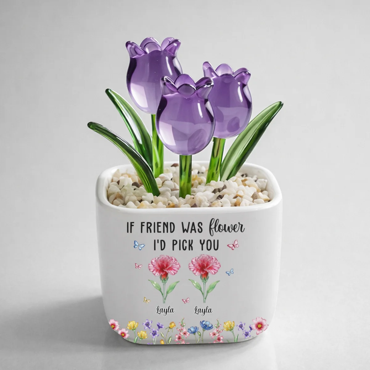 Friends Like Flowers - Personalized Custom Glass Everlasting Tulips - Image 10