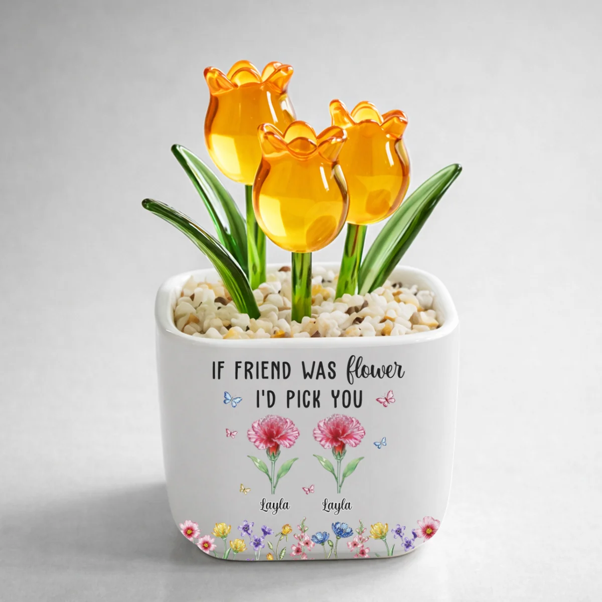 Friends Like Flowers - Personalized Custom Glass Everlasting Tulips - Image 11