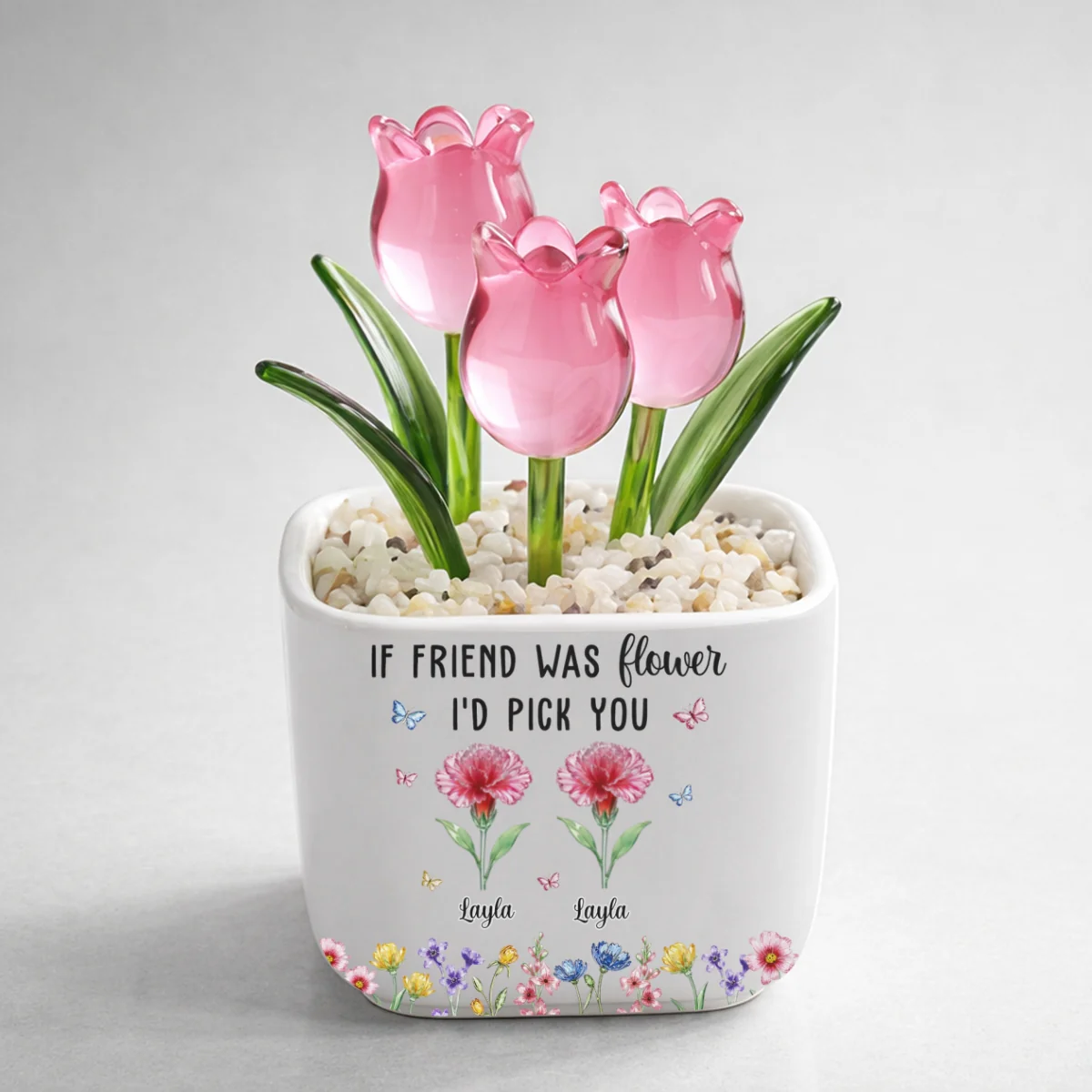 Friends Like Flowers - Personalized Custom Glass Everlasting Tulips - Image 9
