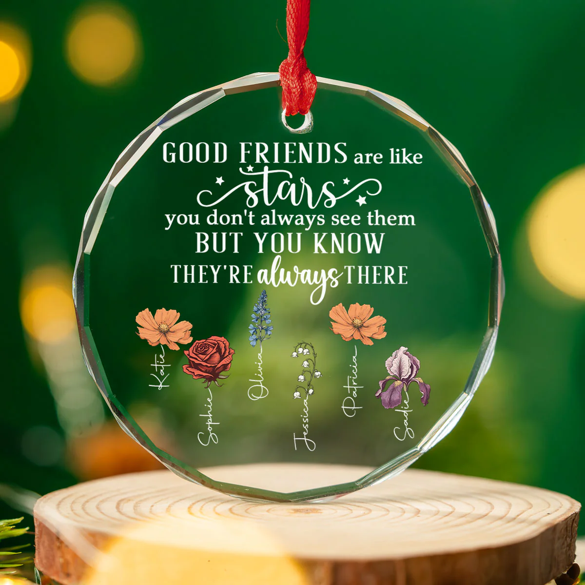 Friends Like Stars Christmas - Personalized Custom Glass Ornament - Image 3