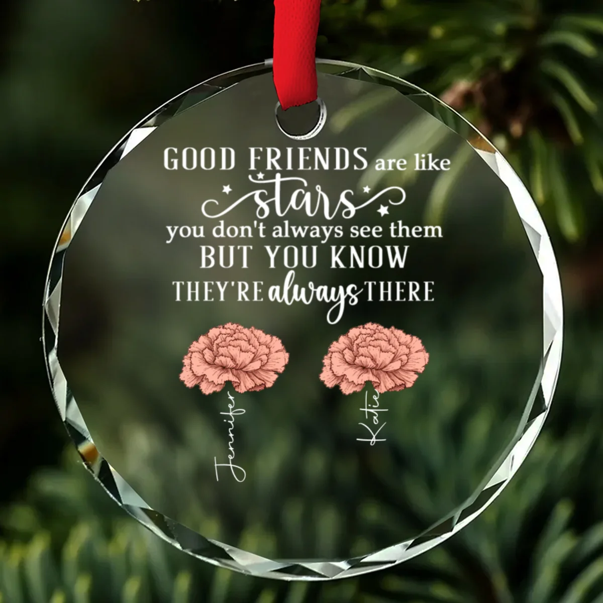 Friends Like Stars Christmas - Personalized Custom Glass Ornament - Image 6