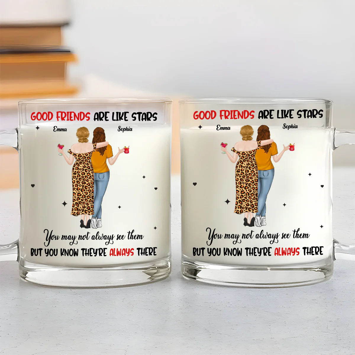Friends Like Stars - Personalized Custom Glass Mug - Image 3