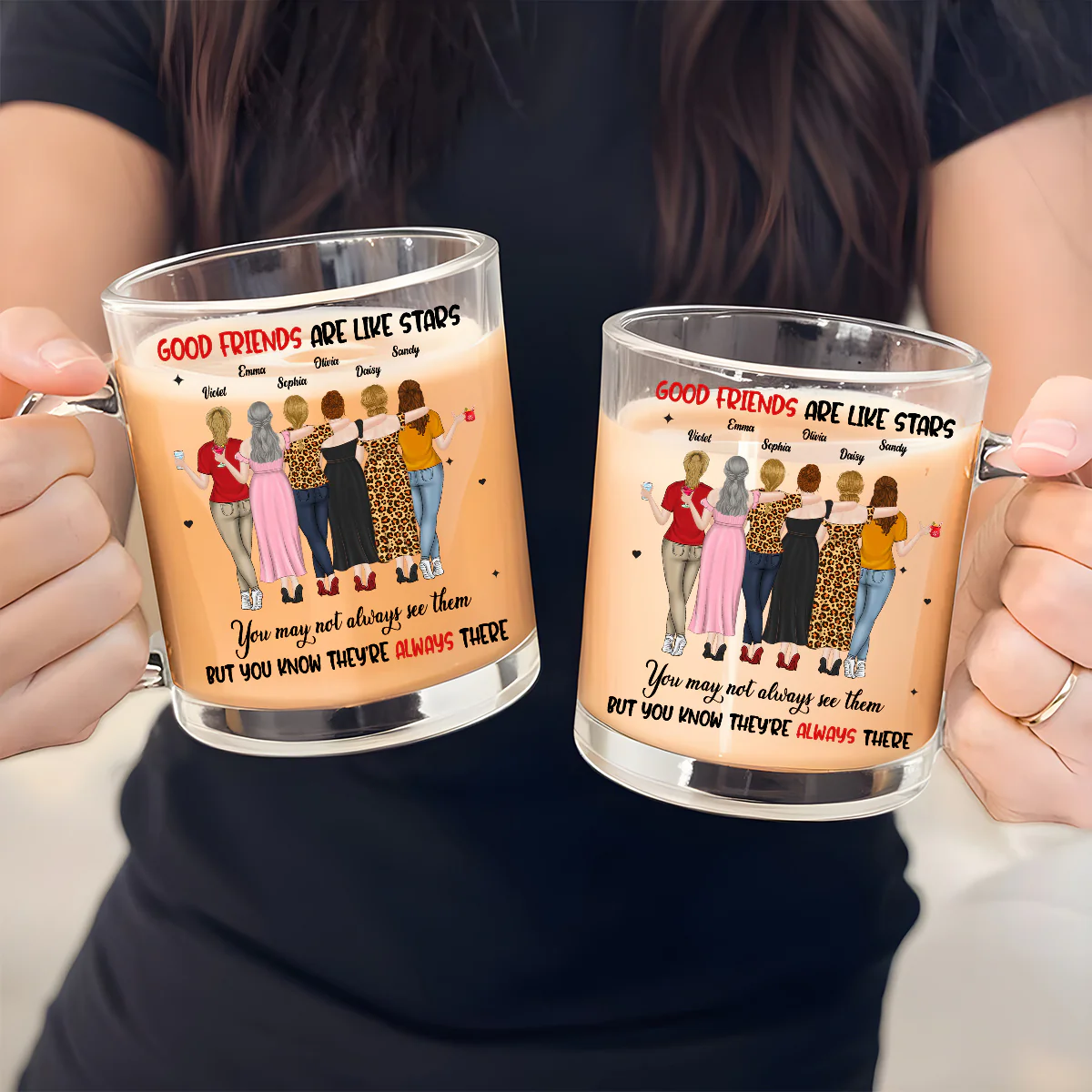 Friends Like Stars - Personalized Custom Glass Mug - Image 4