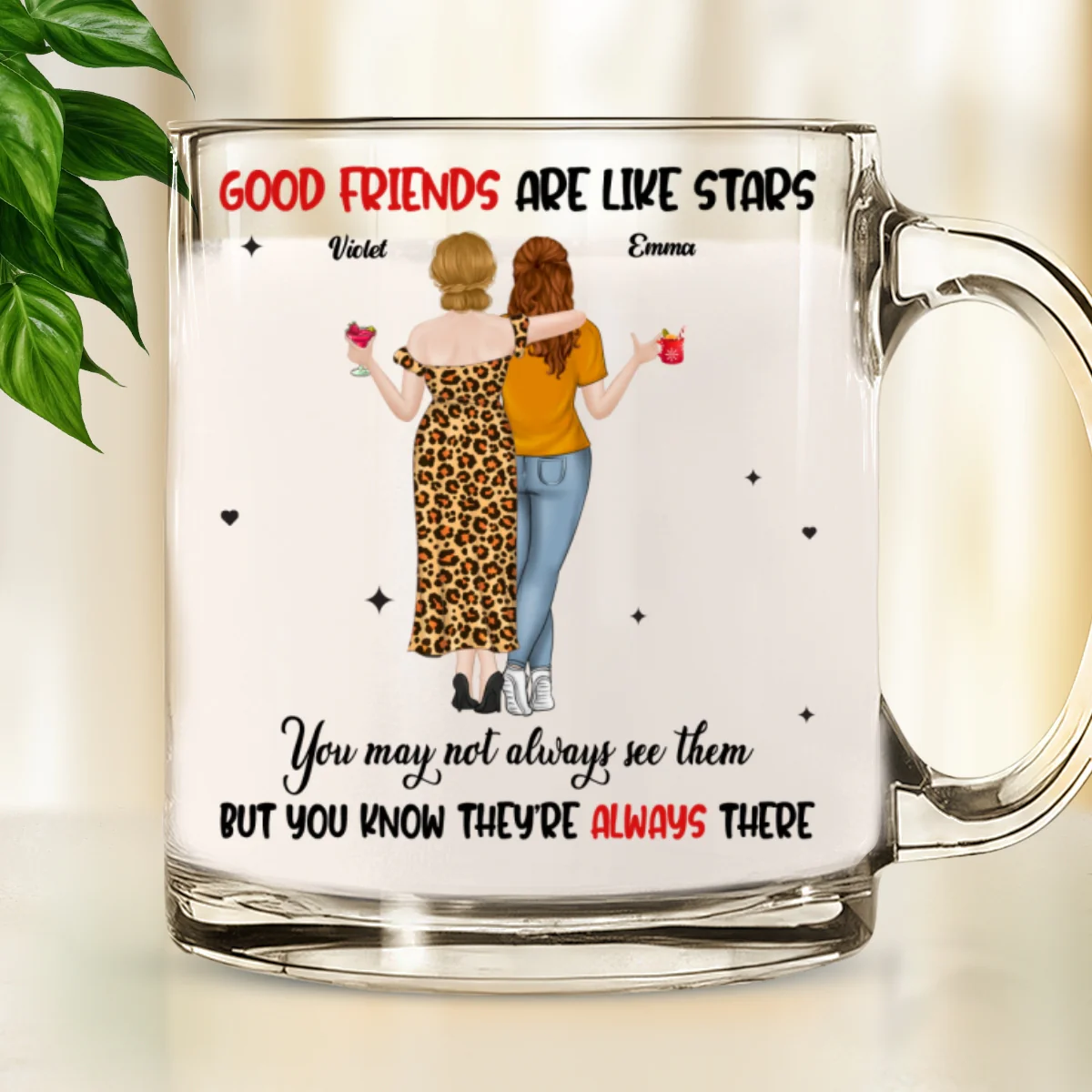 Friends Like Stars - Personalized Custom Glass Mug - Image 6