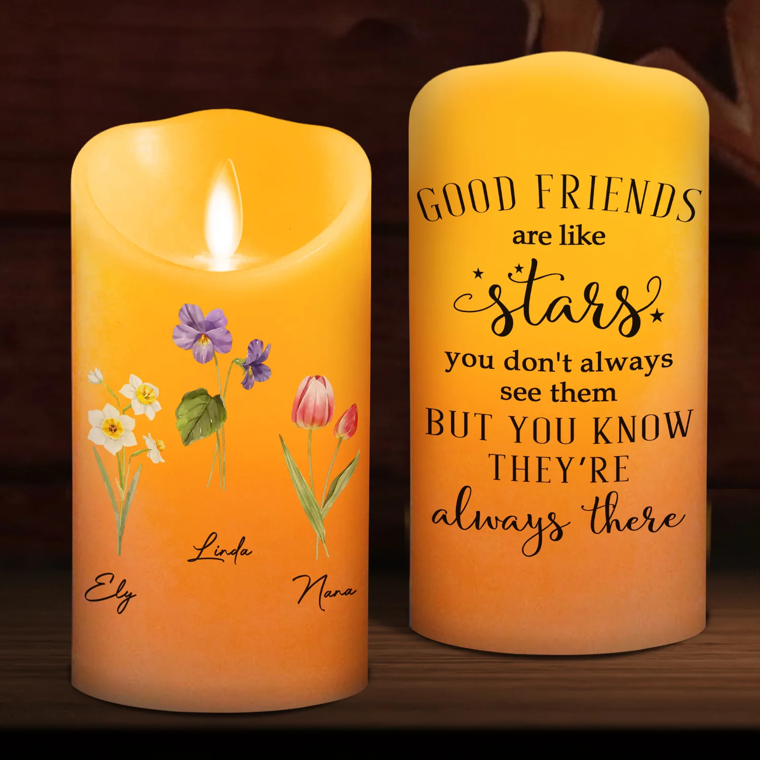Friends Like Stars - Personalized Custom LED Candle - Image 3
