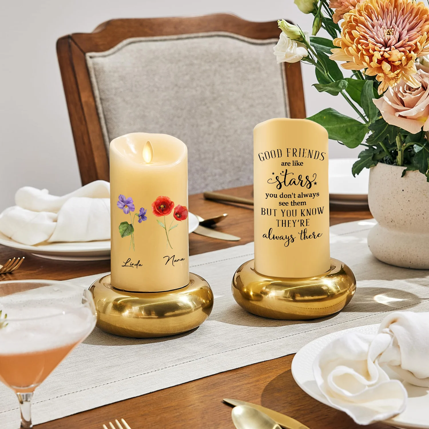 Friends Like Stars - Personalized Custom LED Candle - Image 4