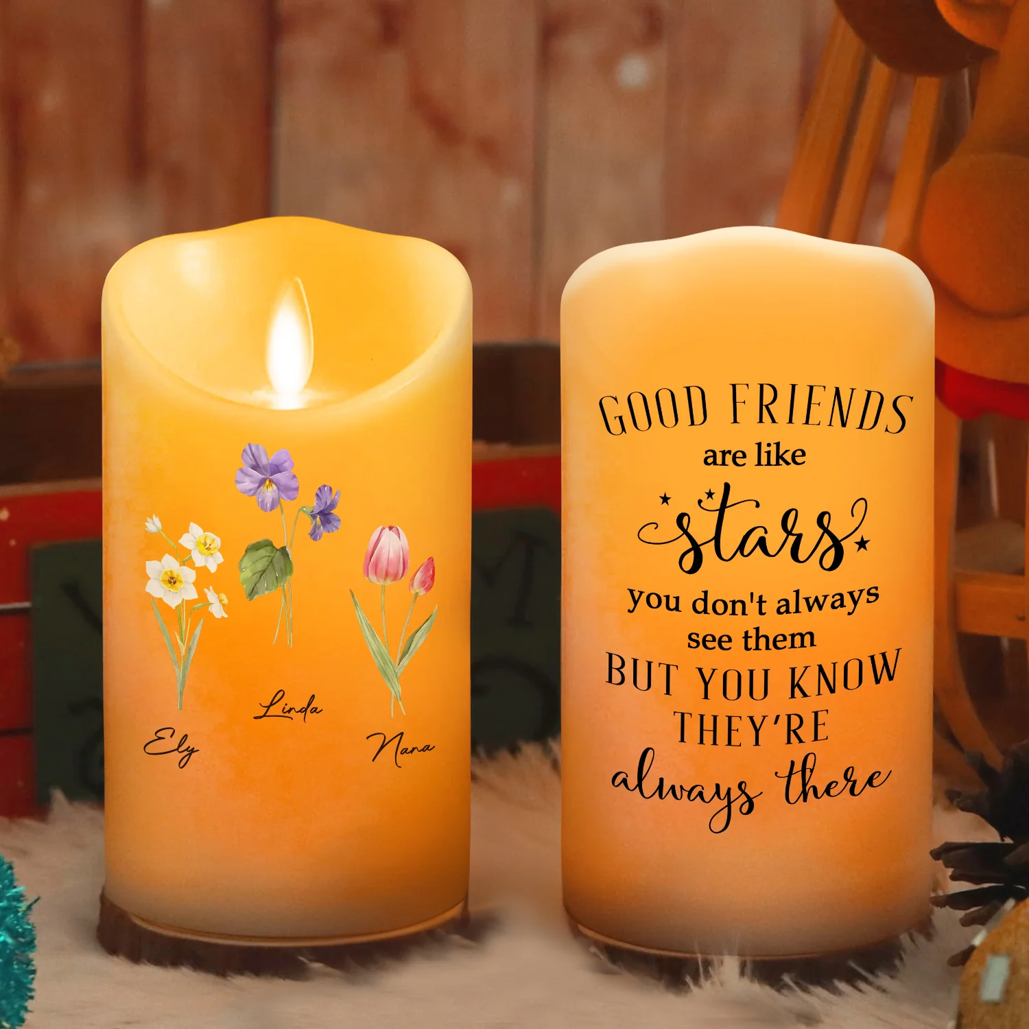 Friends Like Stars - Personalized Custom LED Candle - Image 5