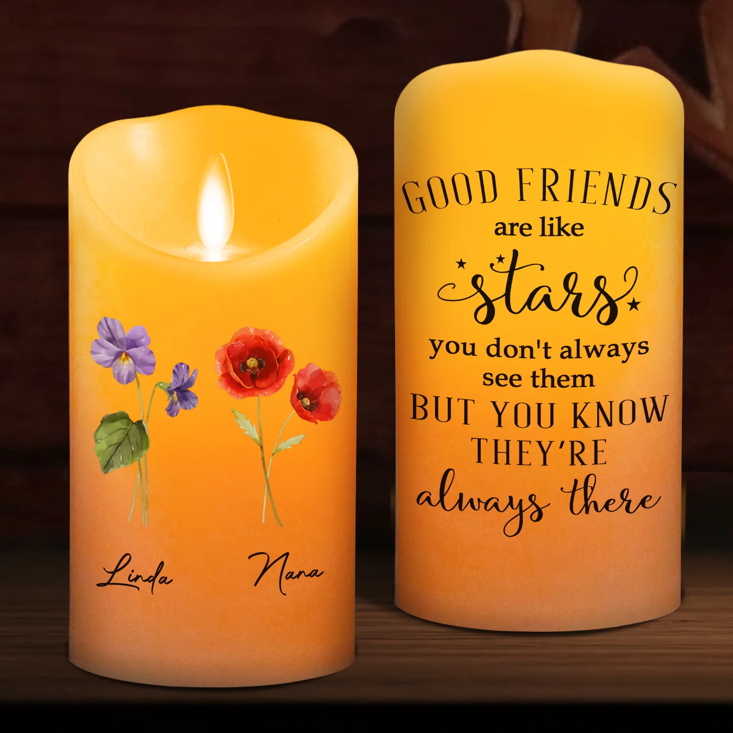 Friends Like Stars - Personalized Custom LED Candle - Image 7